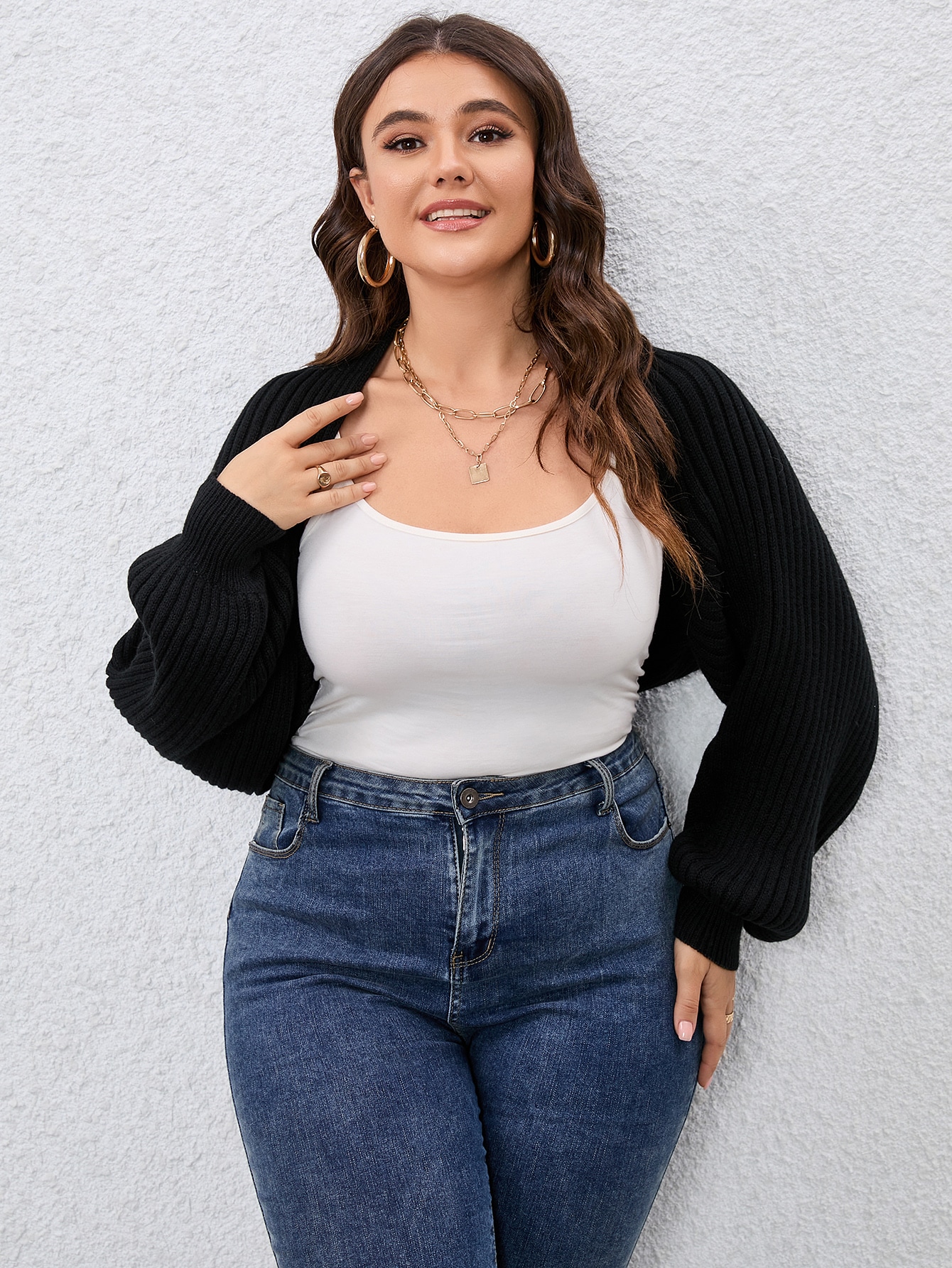 In Long Sleeve Plus Size Cardigans