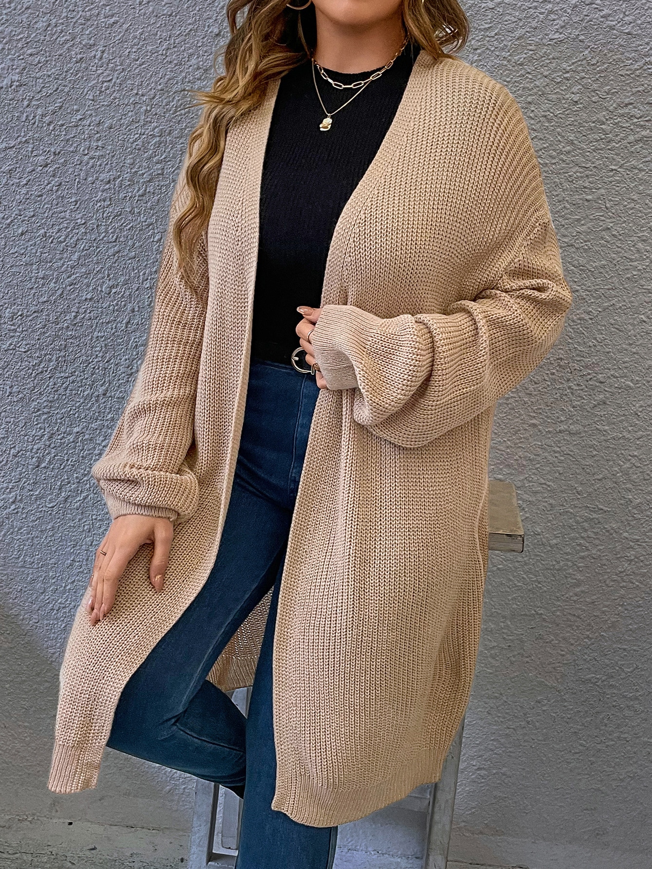 In Long Sleeve Plus Size Cardigans