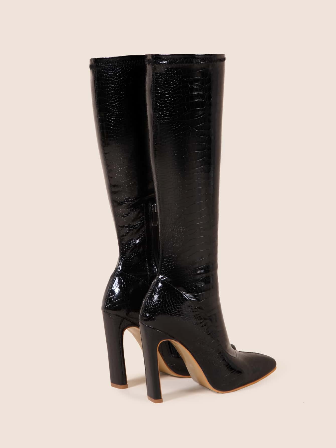 In Black Women Knee-High Boots