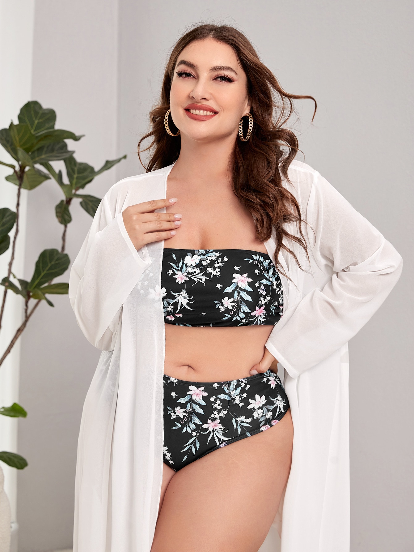 In Long Sleeve Plus Size Kimonos