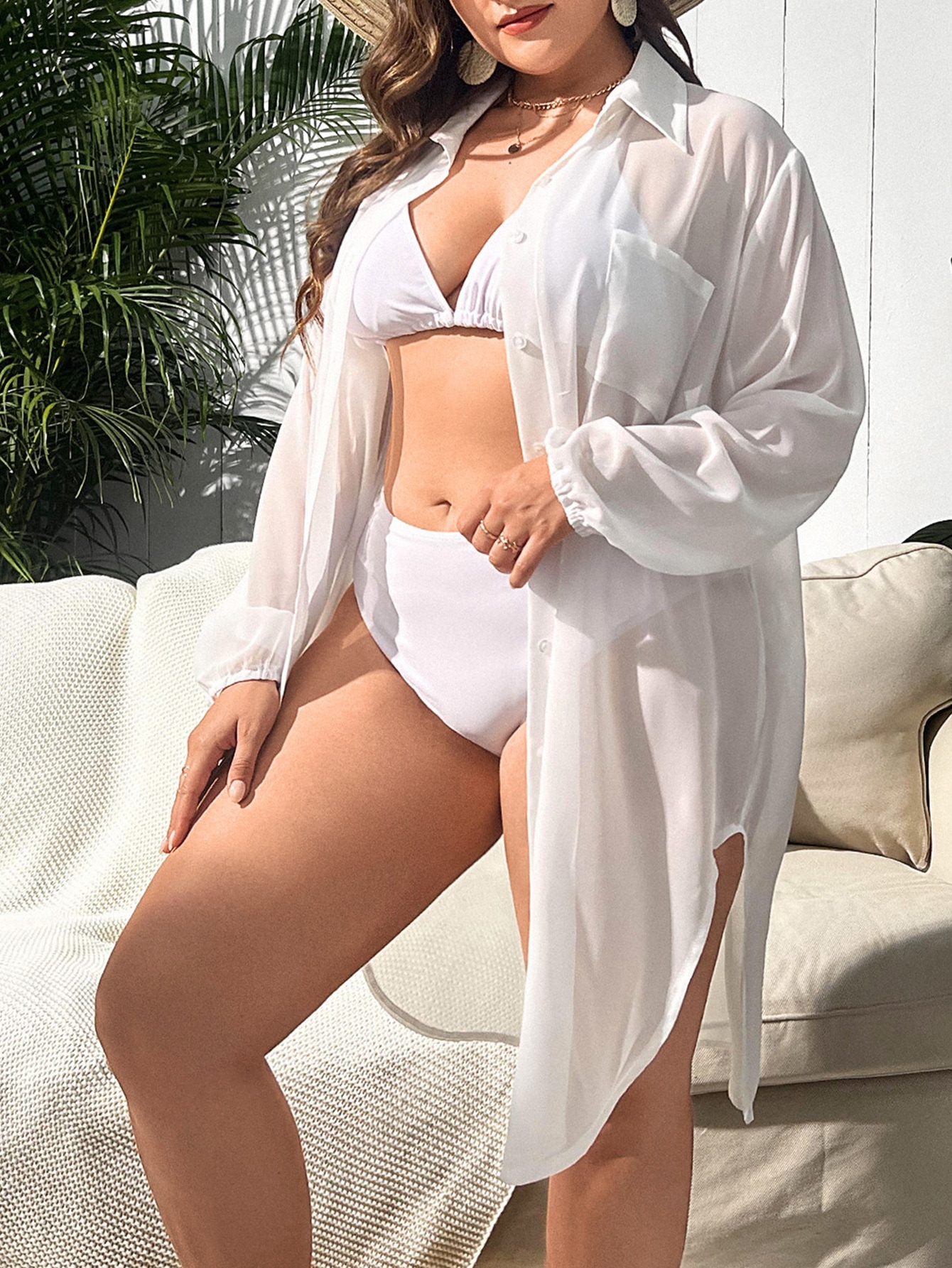 In Long Sleeve Plus Size Kimonos