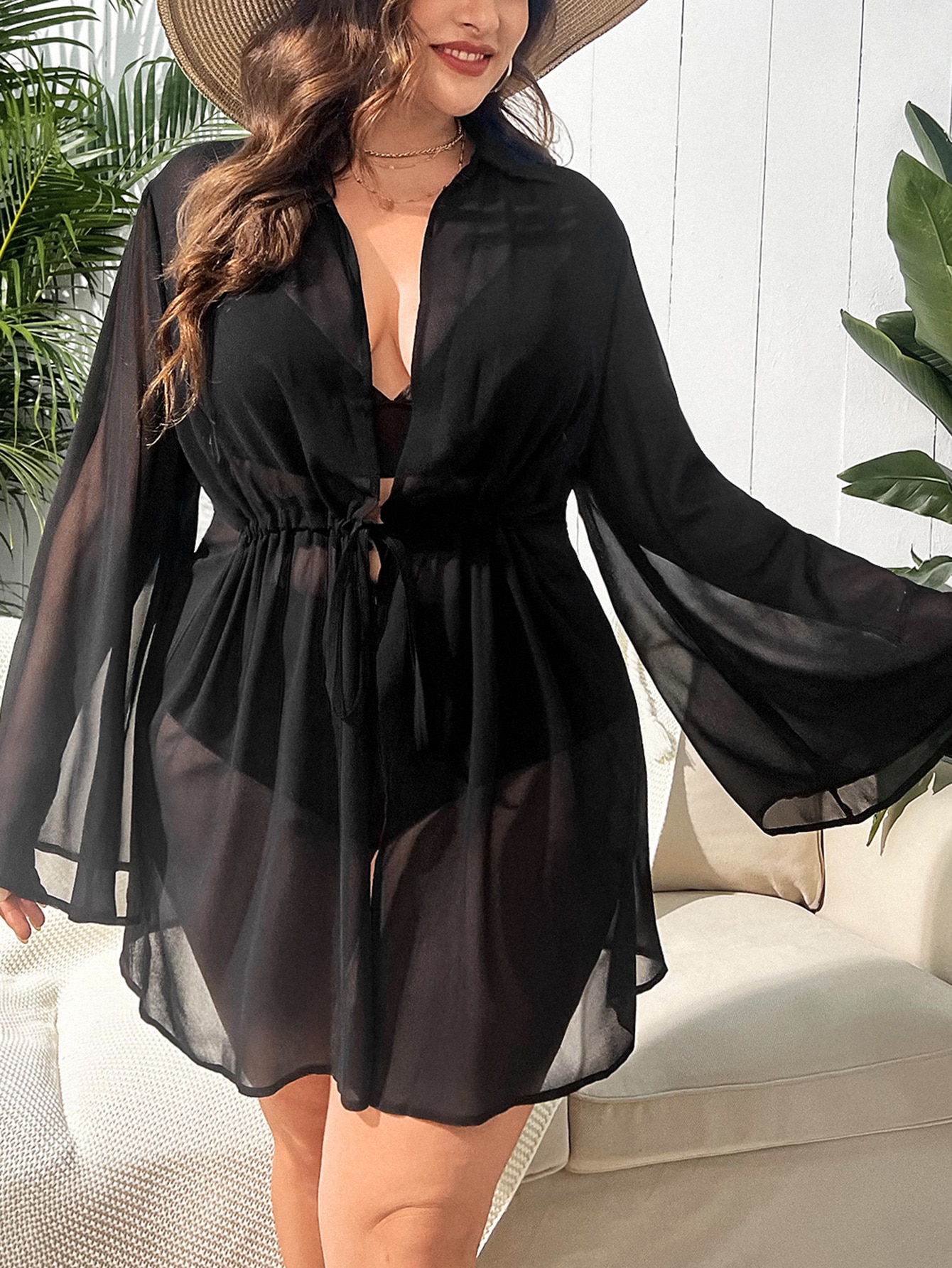 In Long Sleeve Plus Size Kimonos