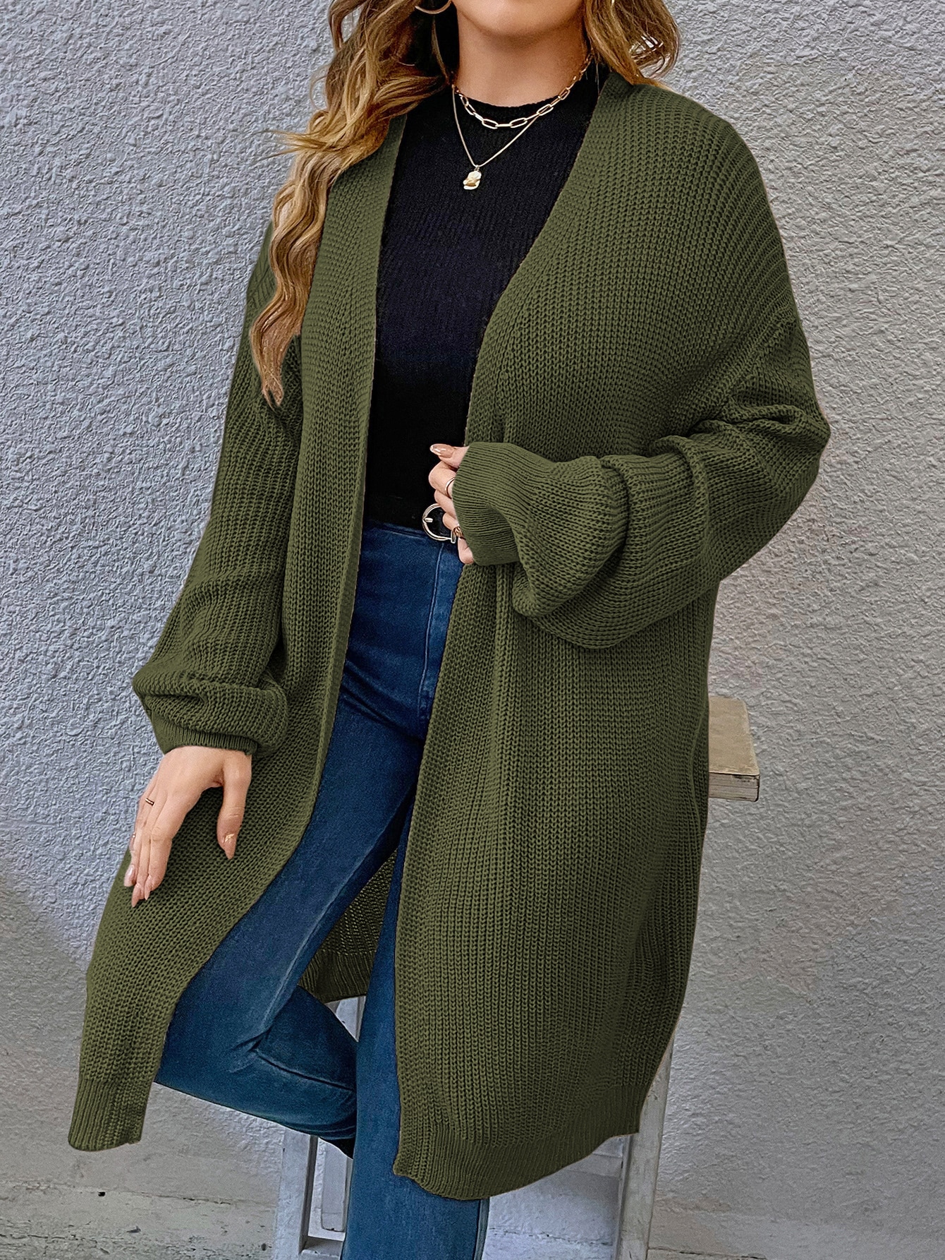 In Long Sleeve Plus Size Cardigans