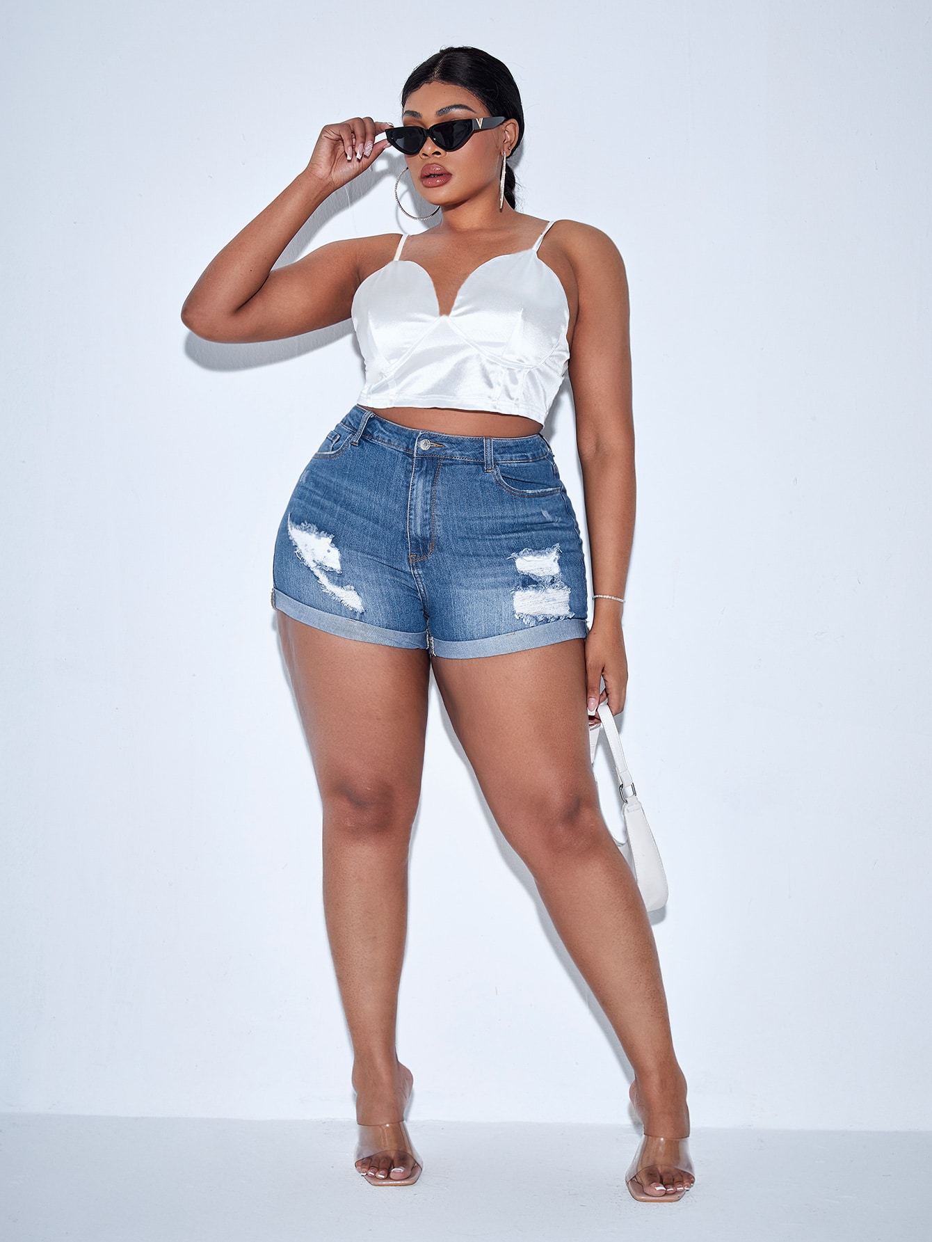 Plus Size Denim Shorts