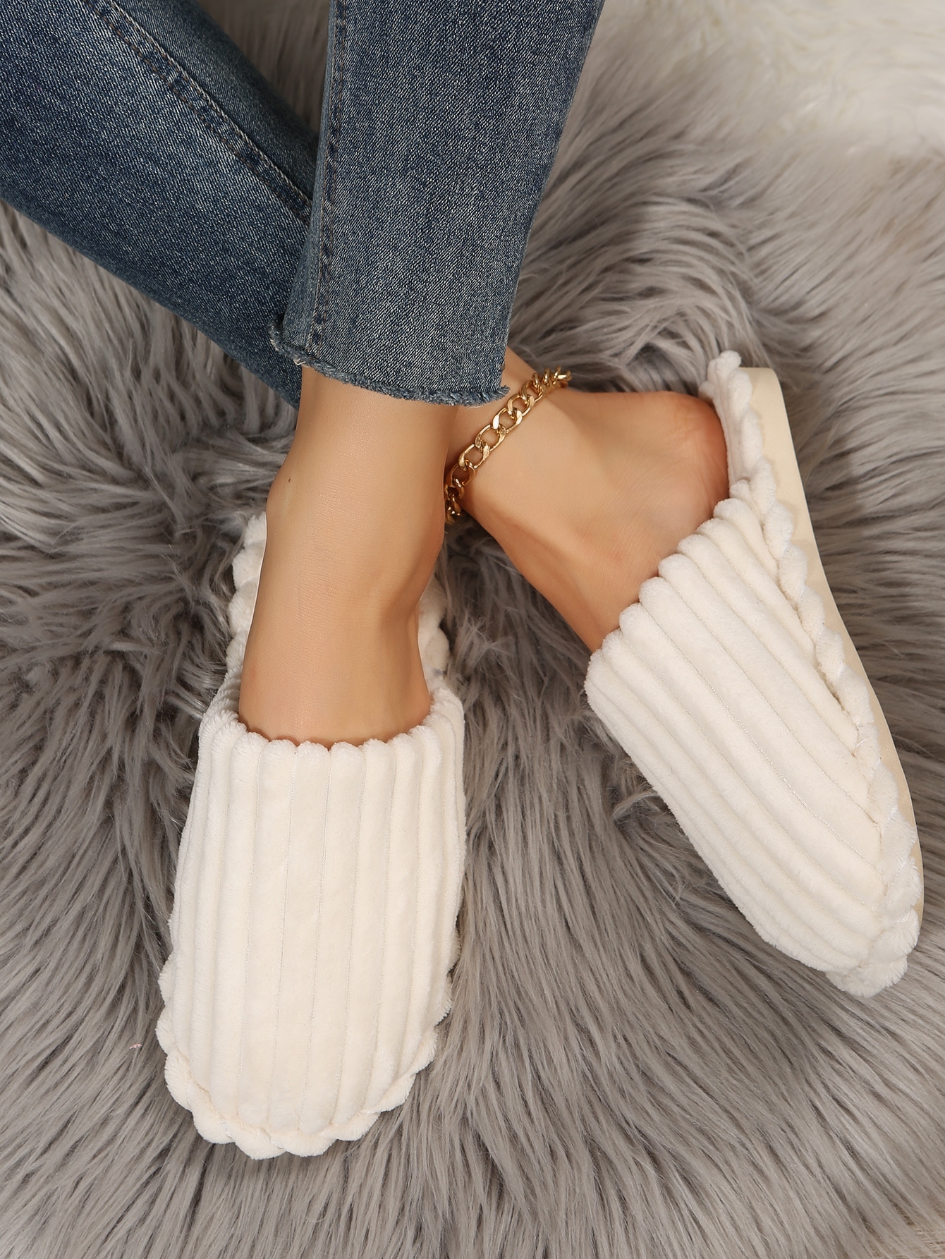 In Beige Women Home Slippers