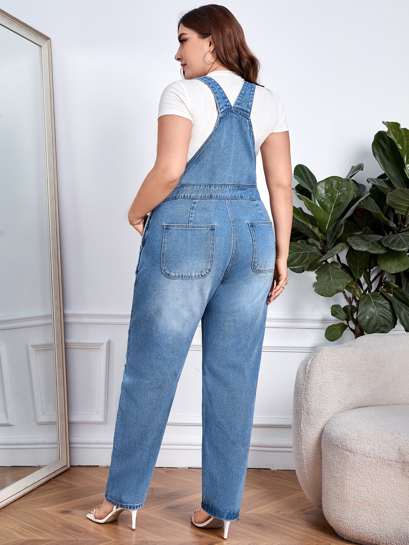 In Casual Plus Size Denim Overalls