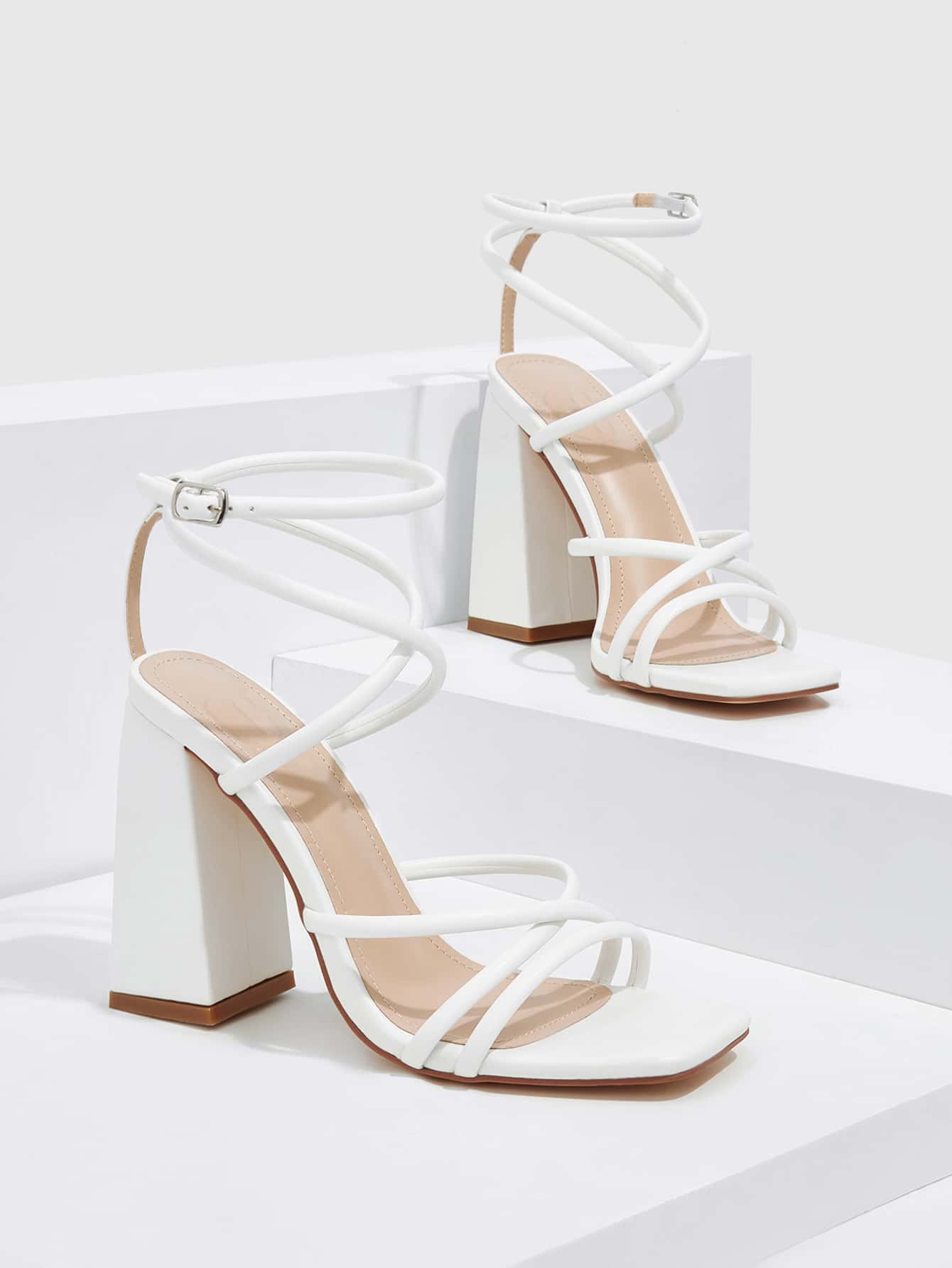 In White Women Heeled Sandals