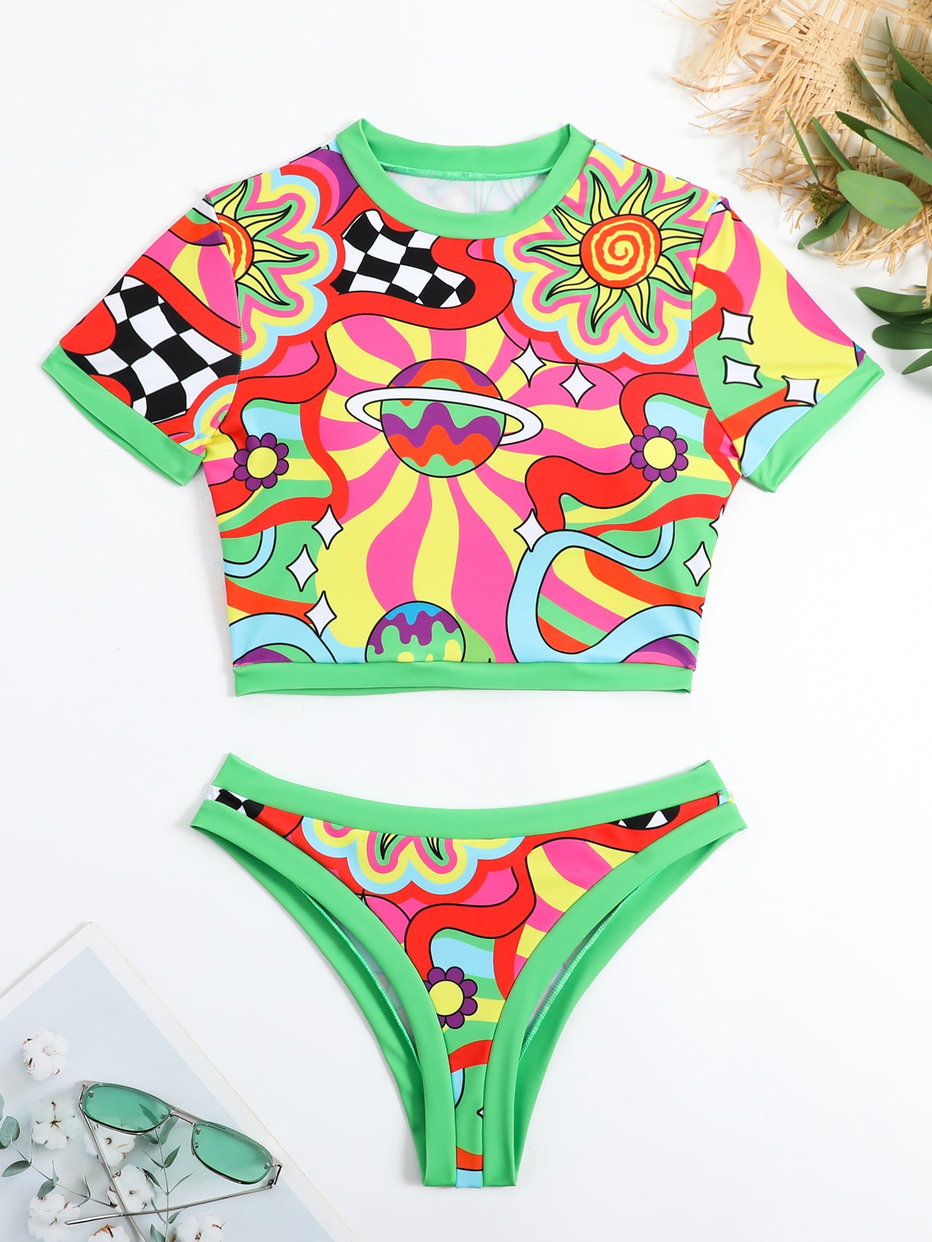 In Short Sleeve Women Bikini Sets