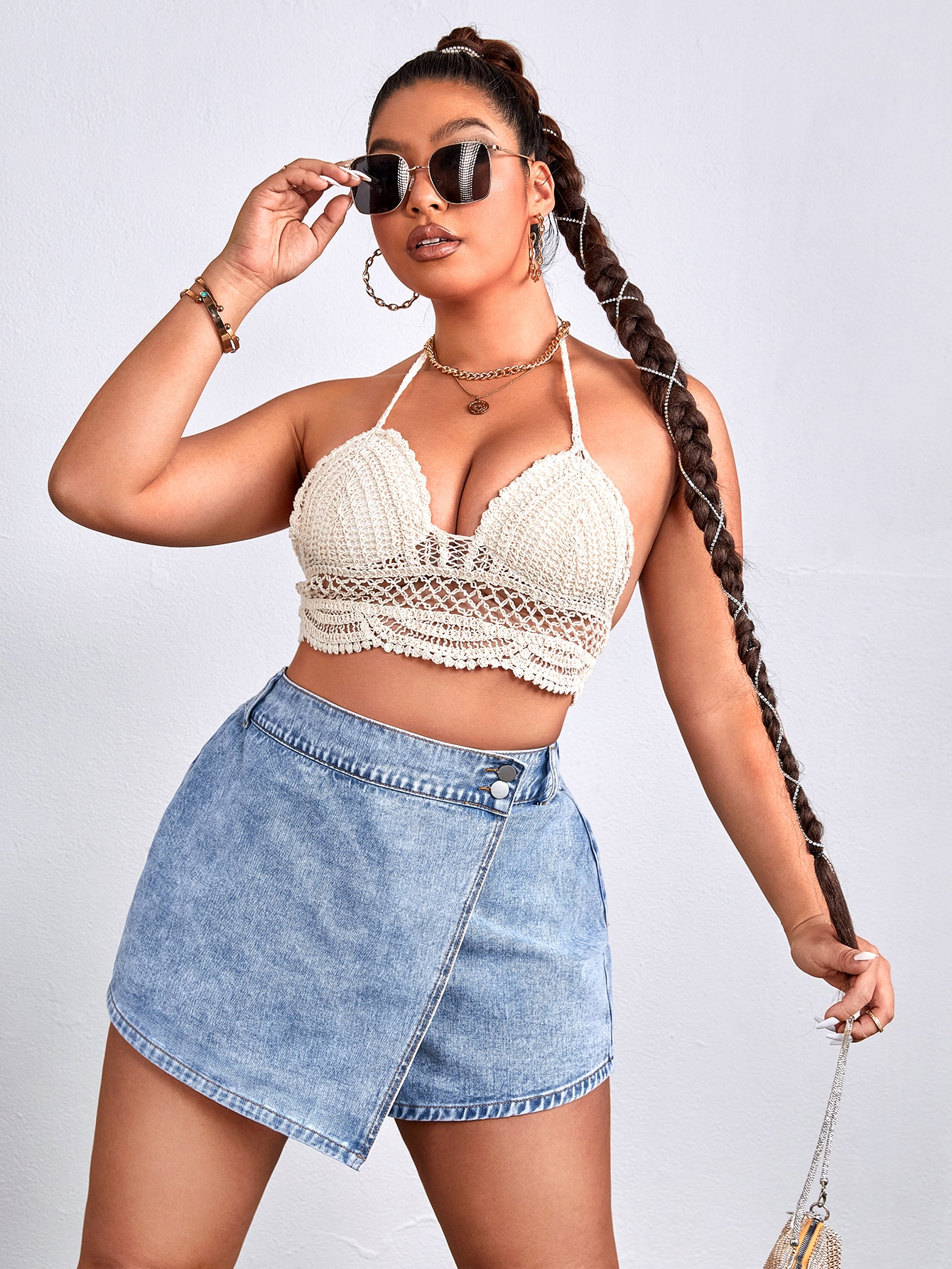 Plus Size Denim Shorts