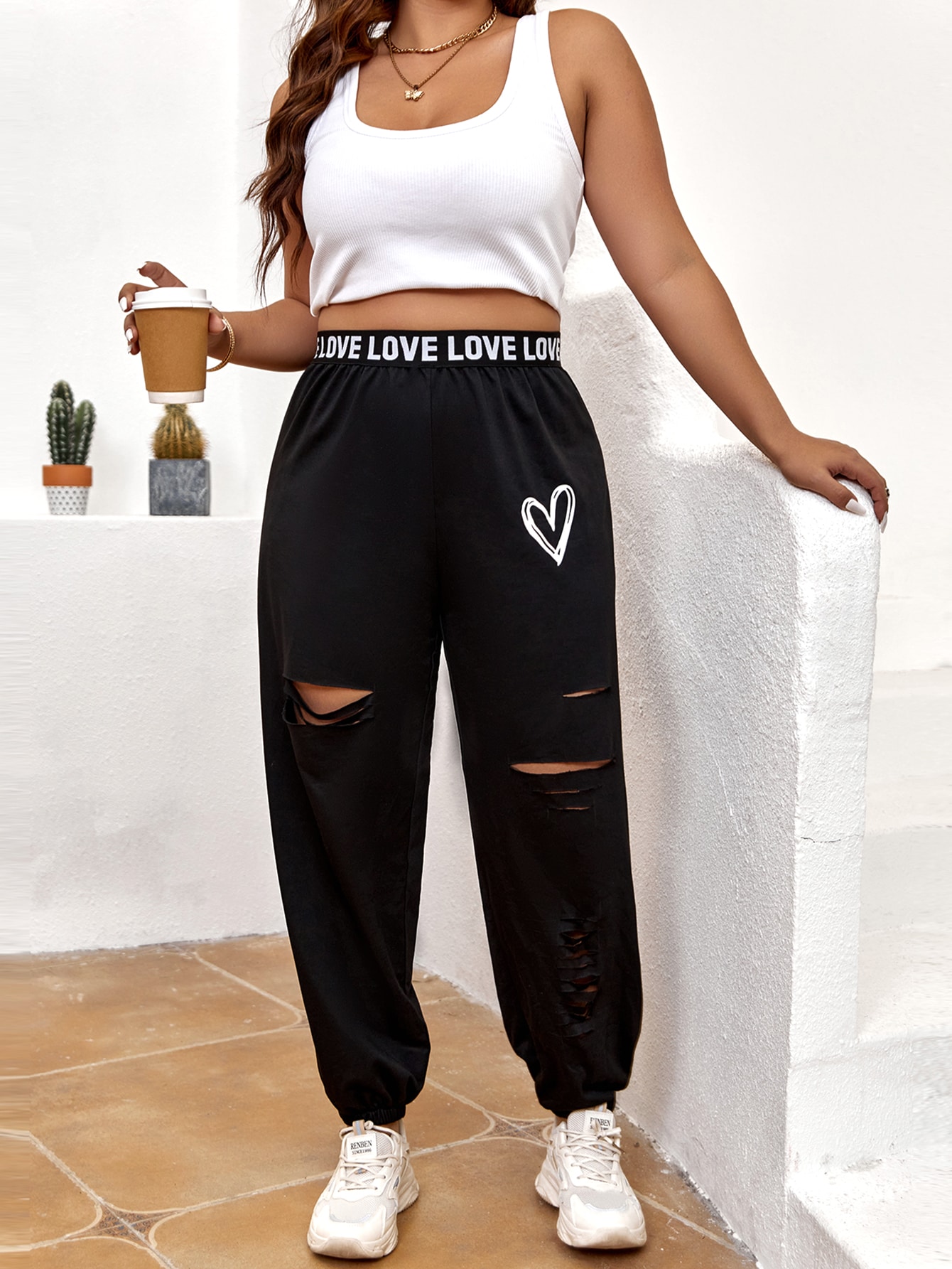 In Black Plus Size Sweatpants