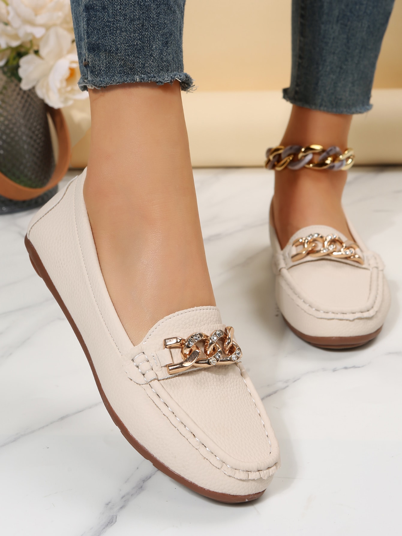 In Beige Women Flats