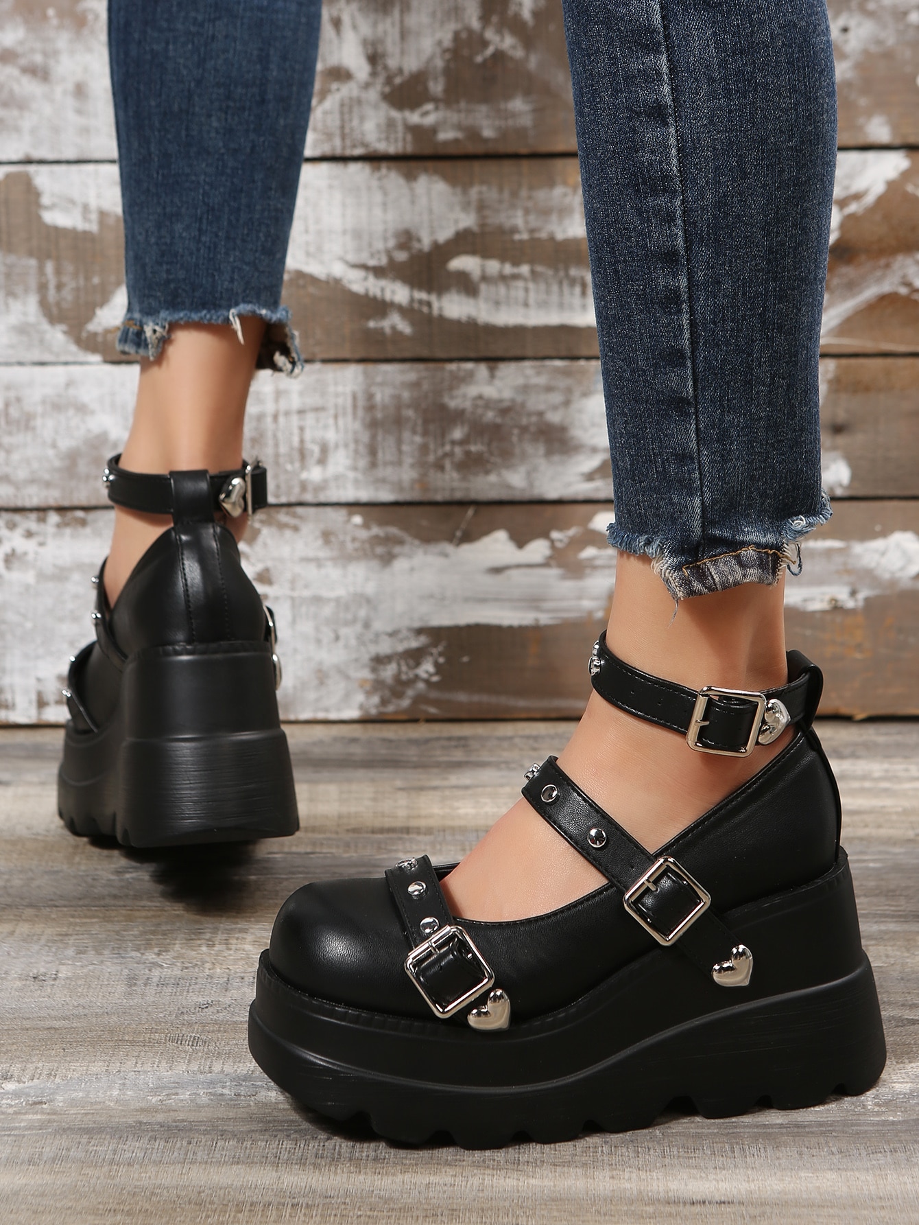 In Black Women Wedges & Flatform