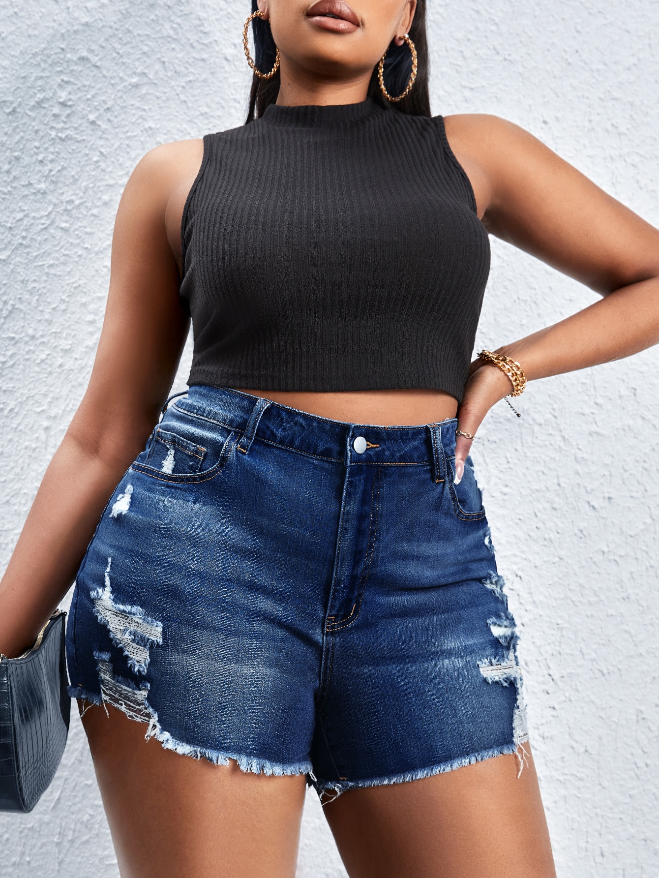 Plus Size Denim Shorts