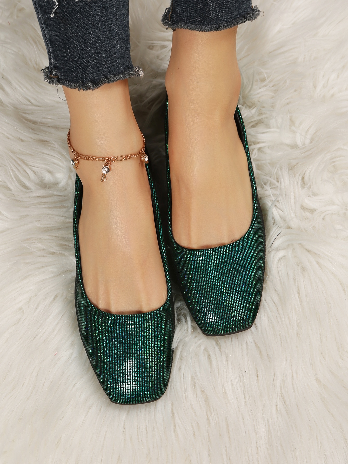 In Dark Green Women Shoes