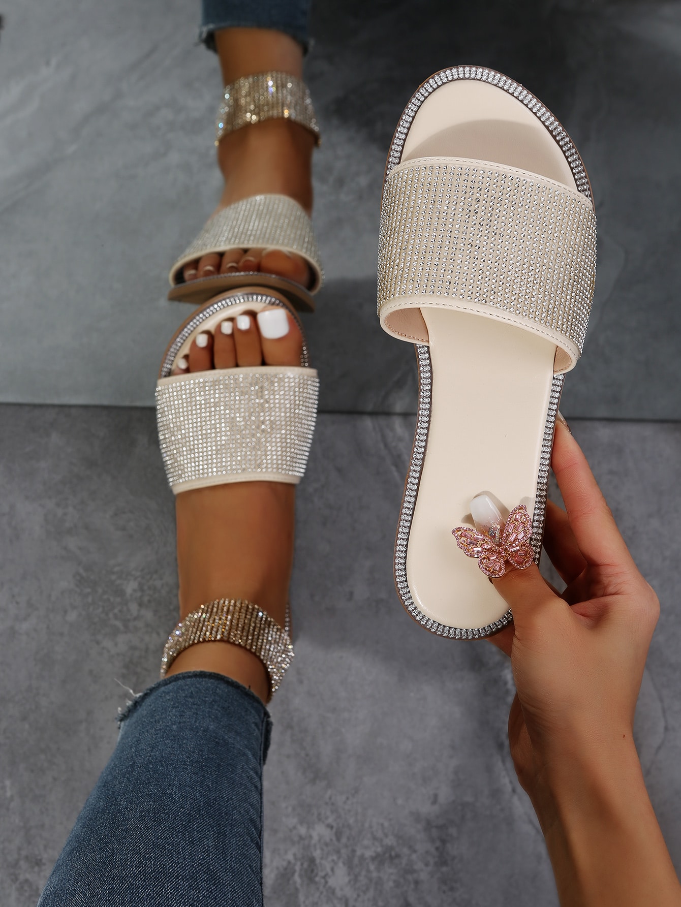 In Beige Women Flat Sandals