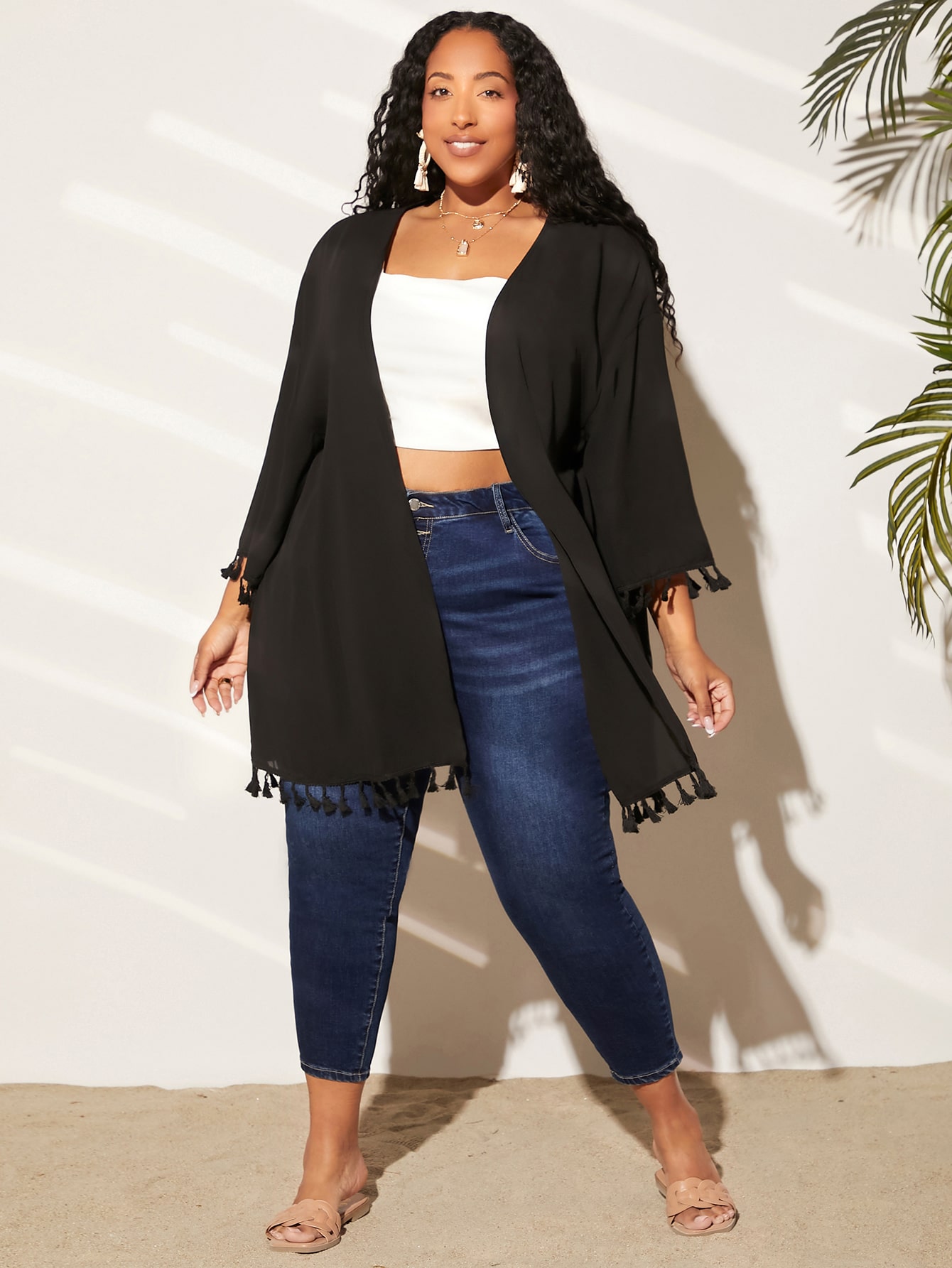 In Long Sleeve Plus Size Kimonos