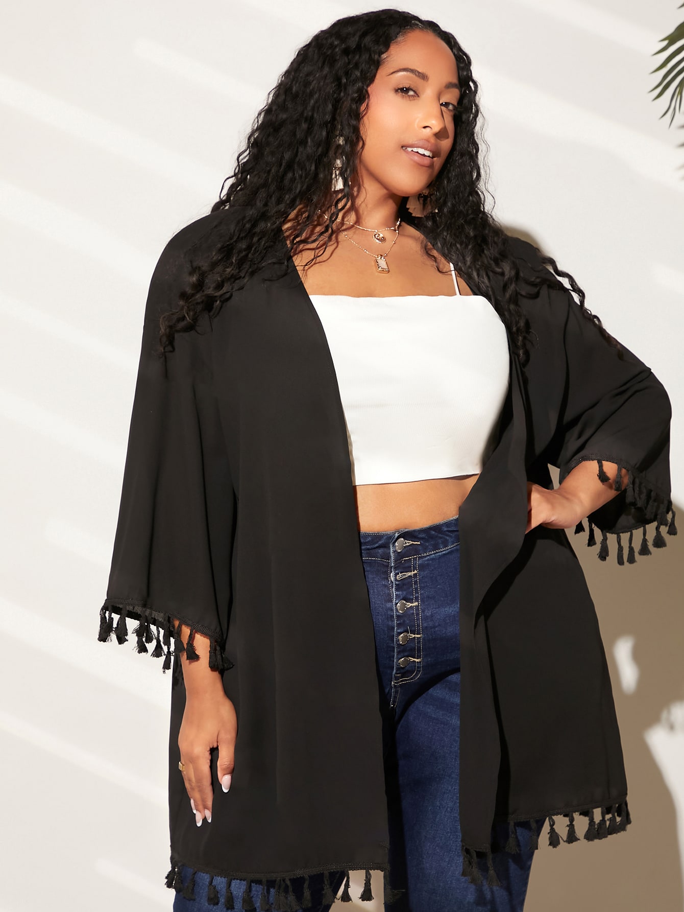 In Long Sleeve Plus Size Kimonos