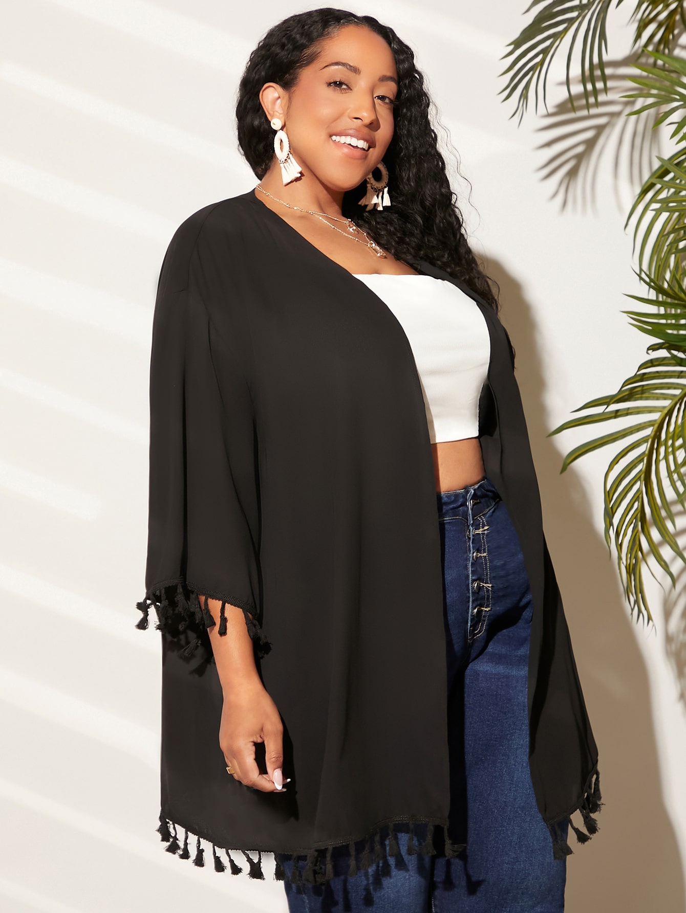 In Long Sleeve Plus Size Kimonos