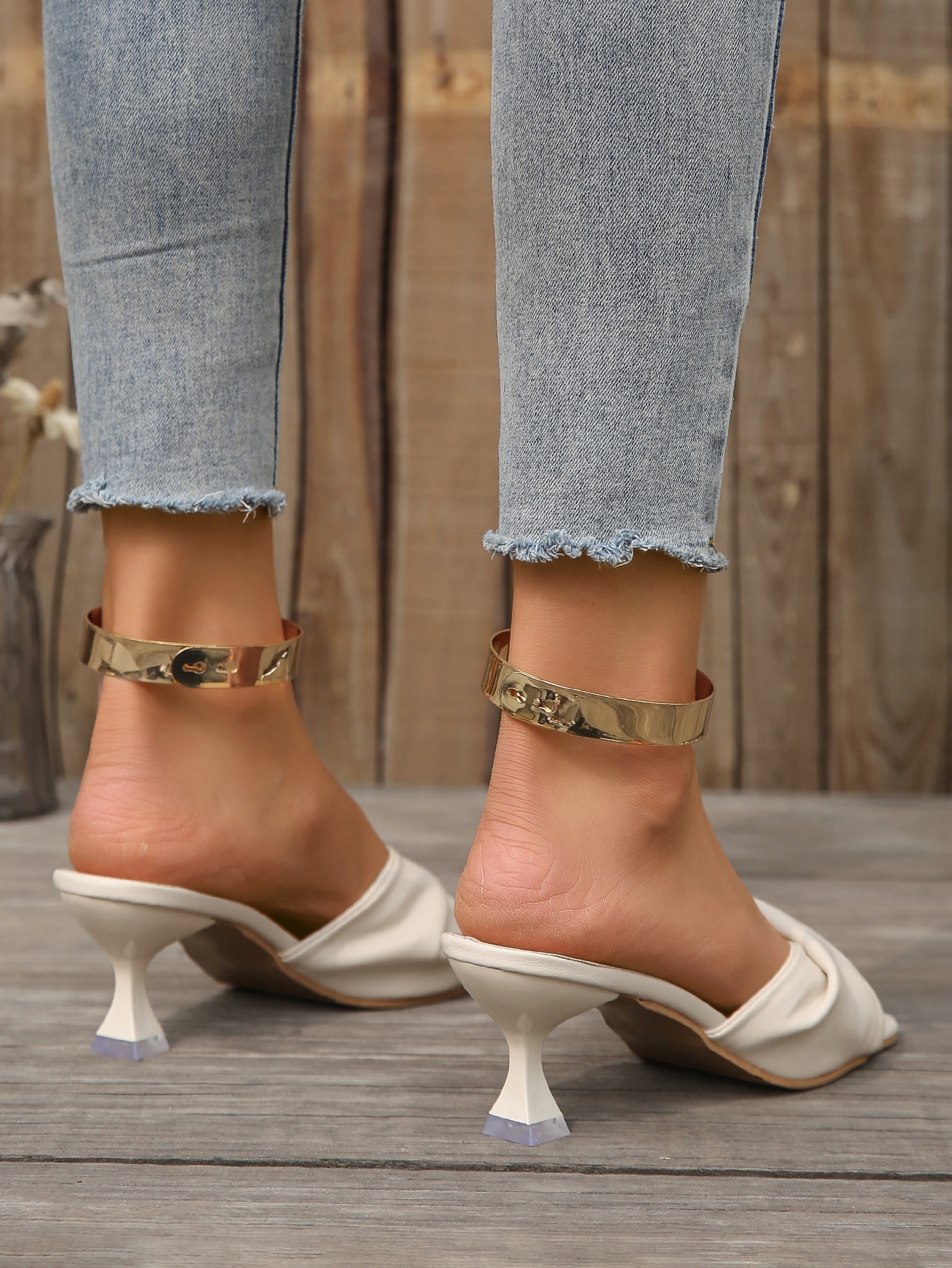 In Beige Women Heeled Sandals