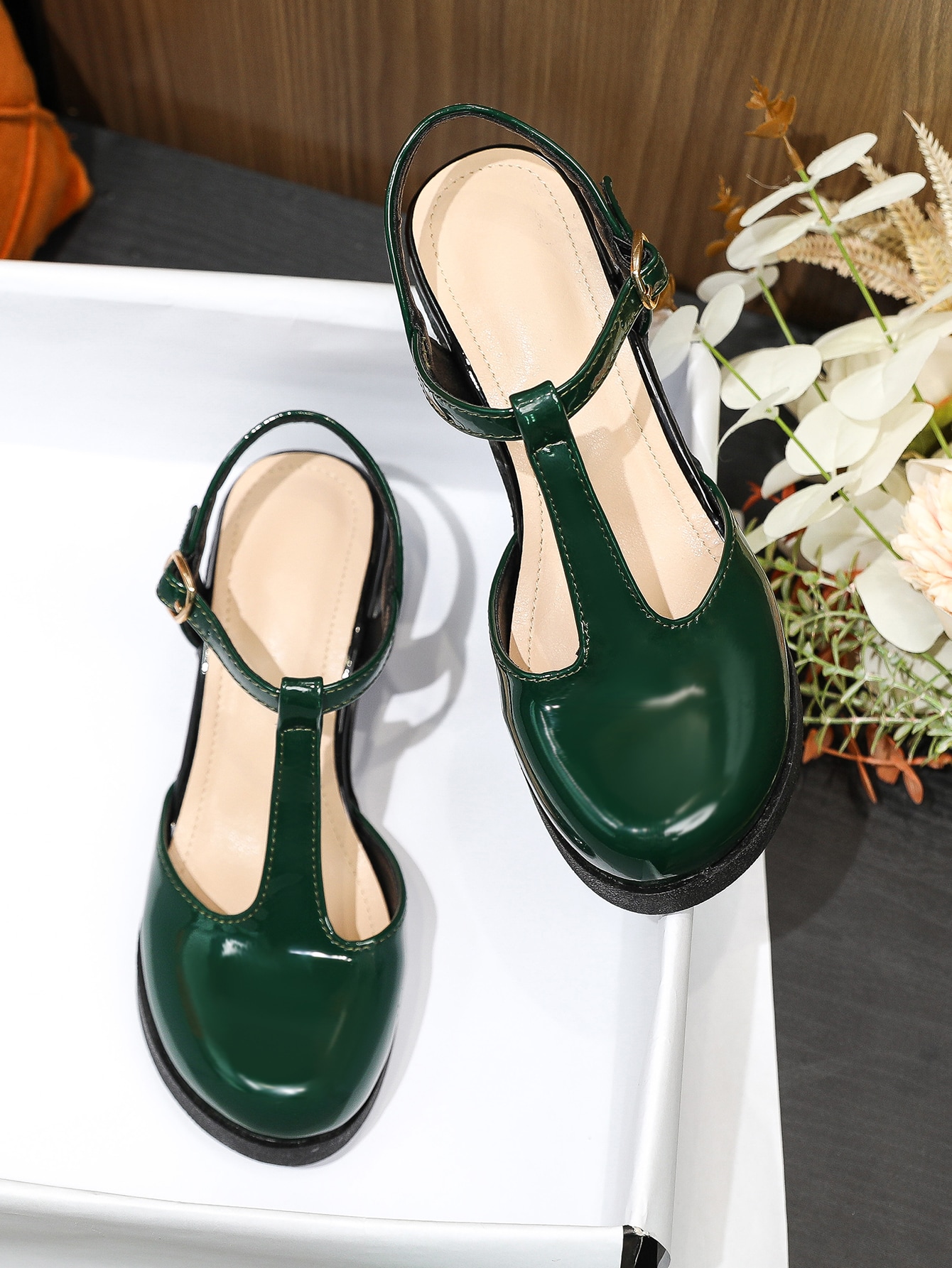 In Dark Green Women Shoes