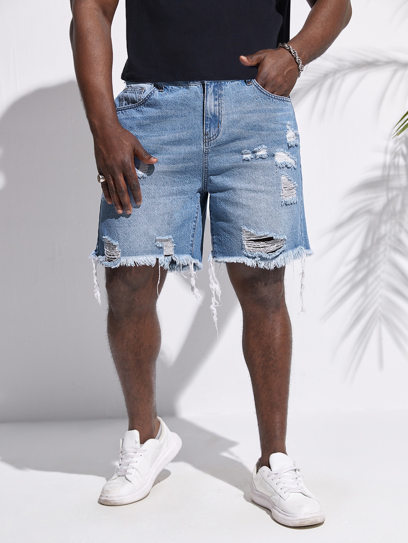 Men Plus Size Denim Shorts