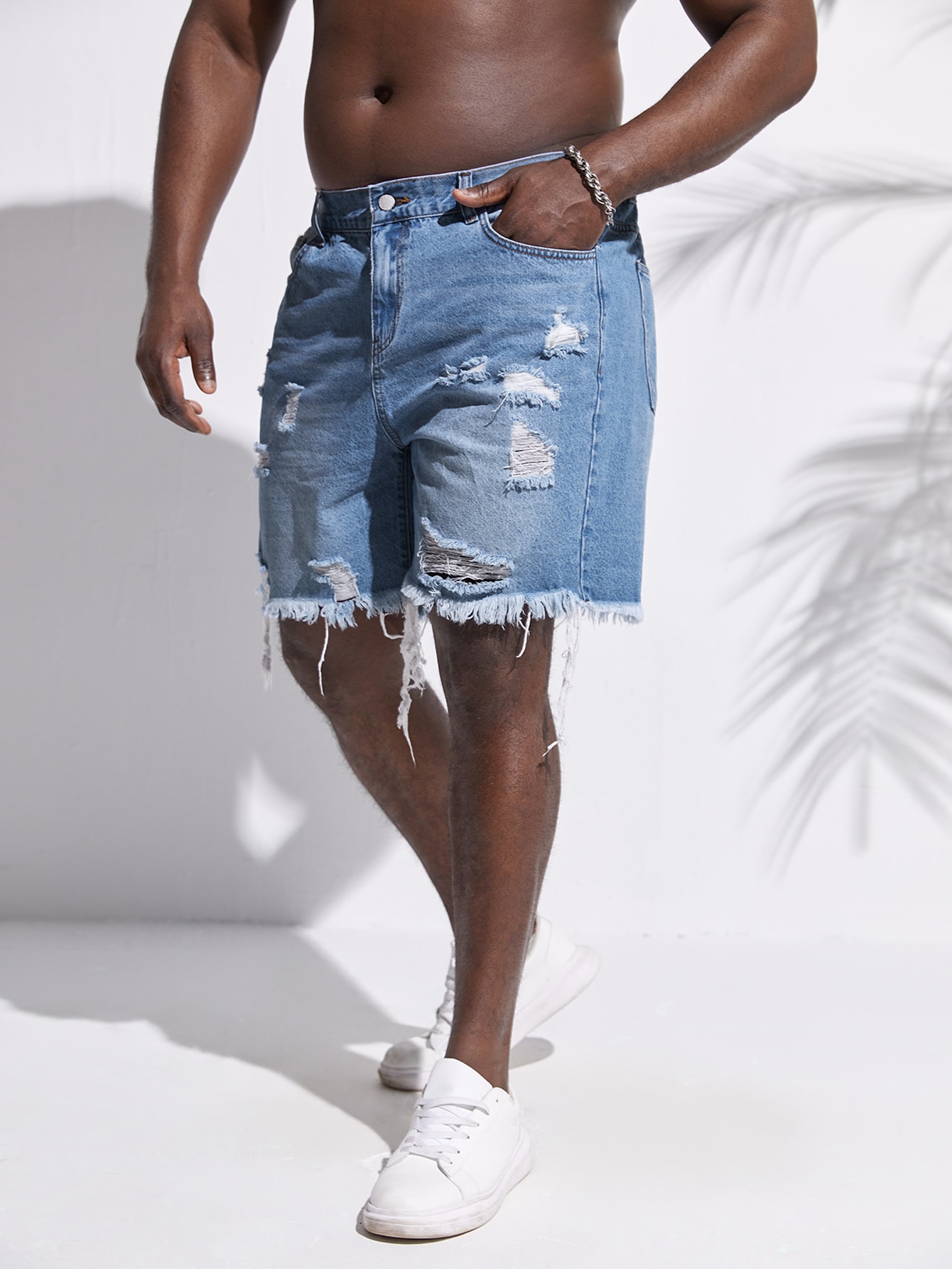 Men Plus Size Denim Shorts