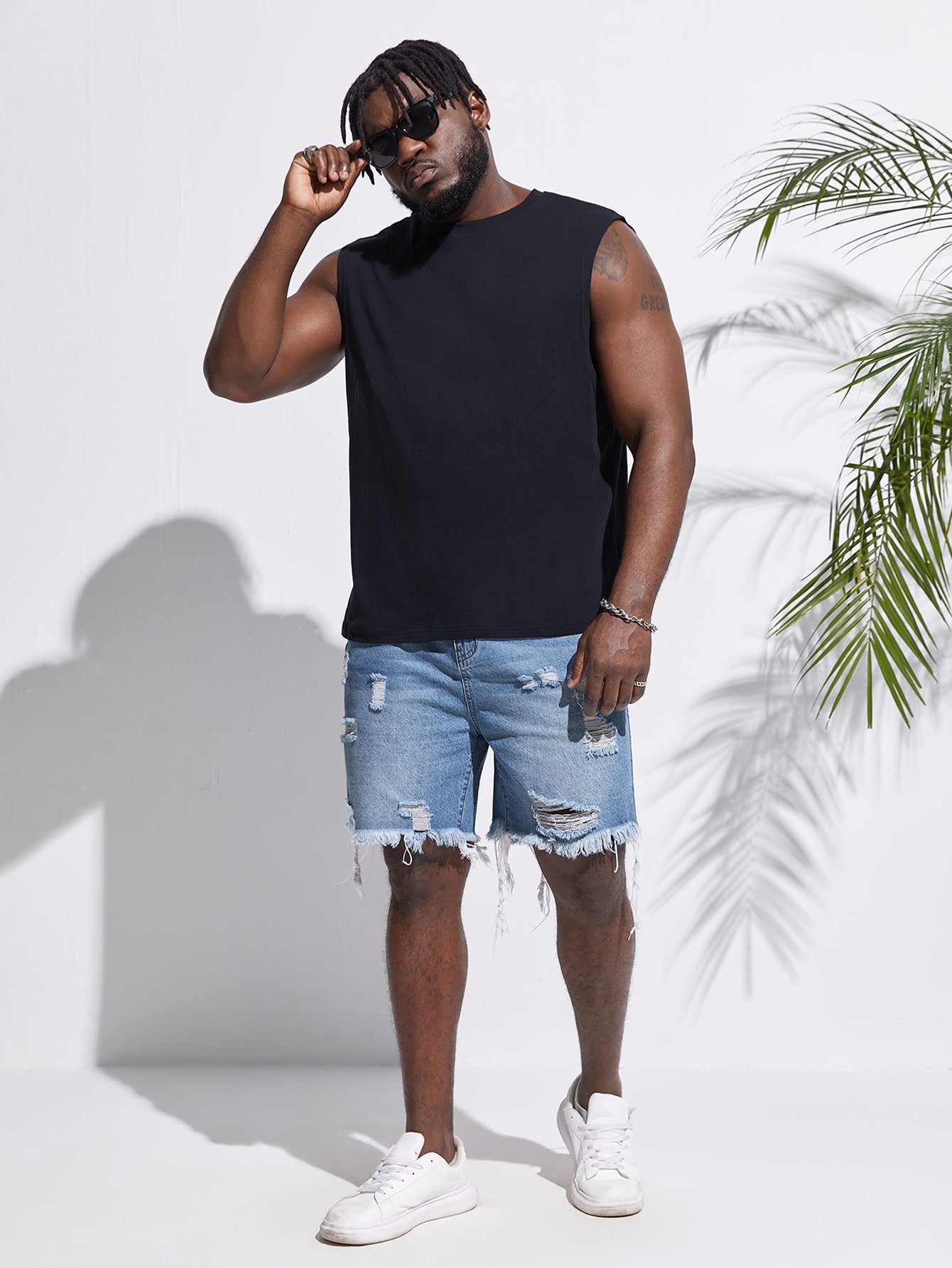 Men Plus Size Denim Shorts