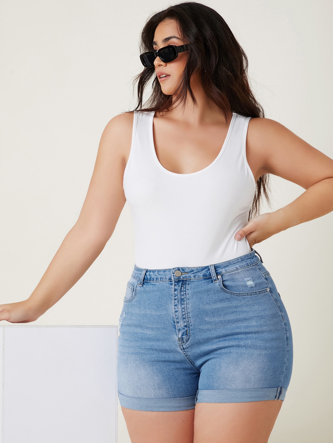 Plus Size Denim Shorts