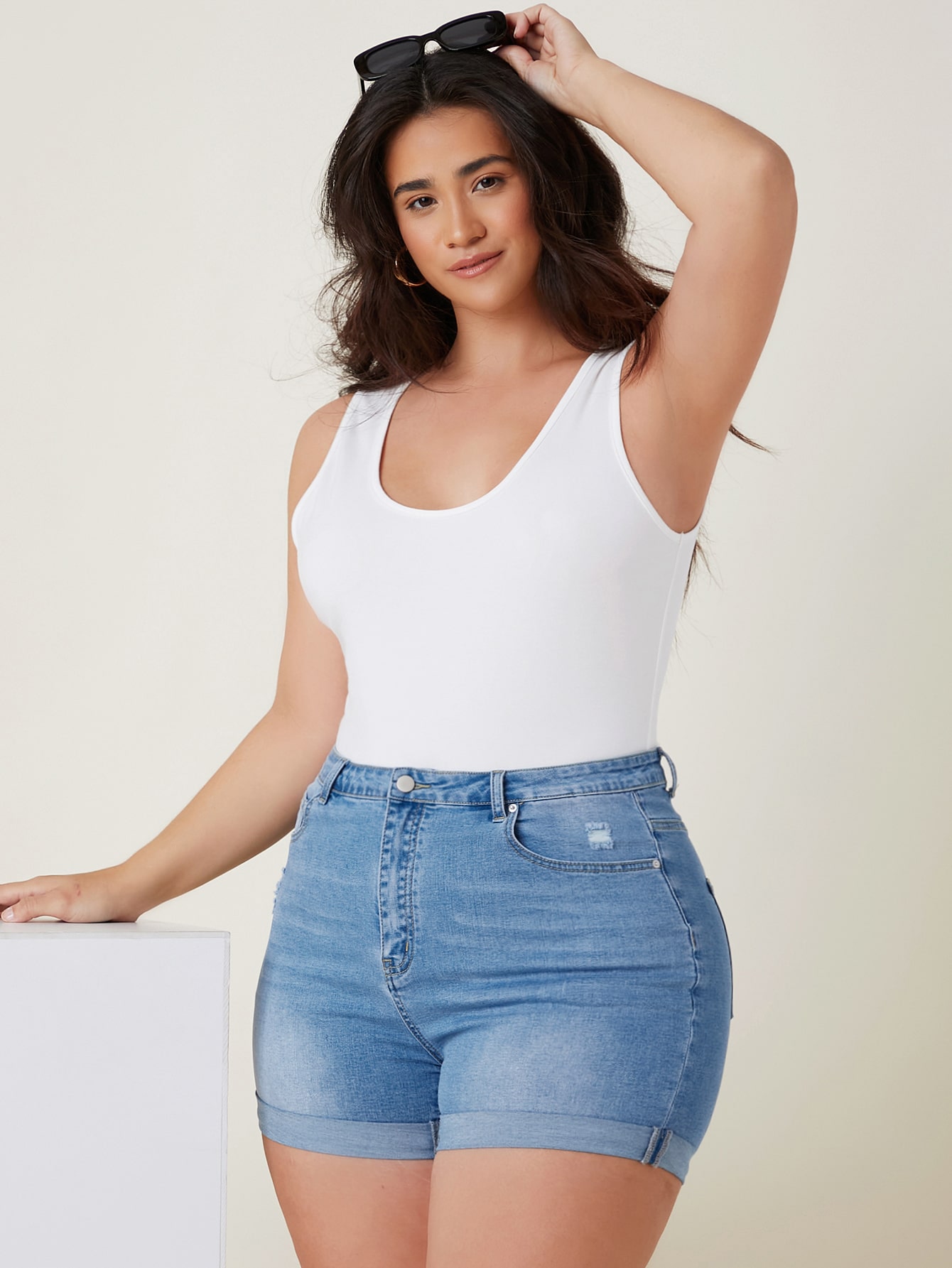 Plus Size Denim Shorts