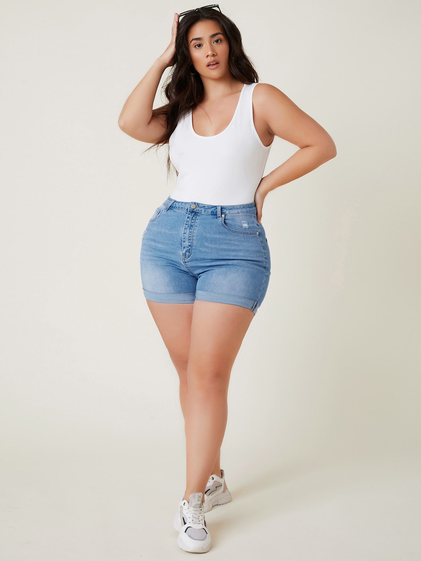 Plus Size Denim Shorts