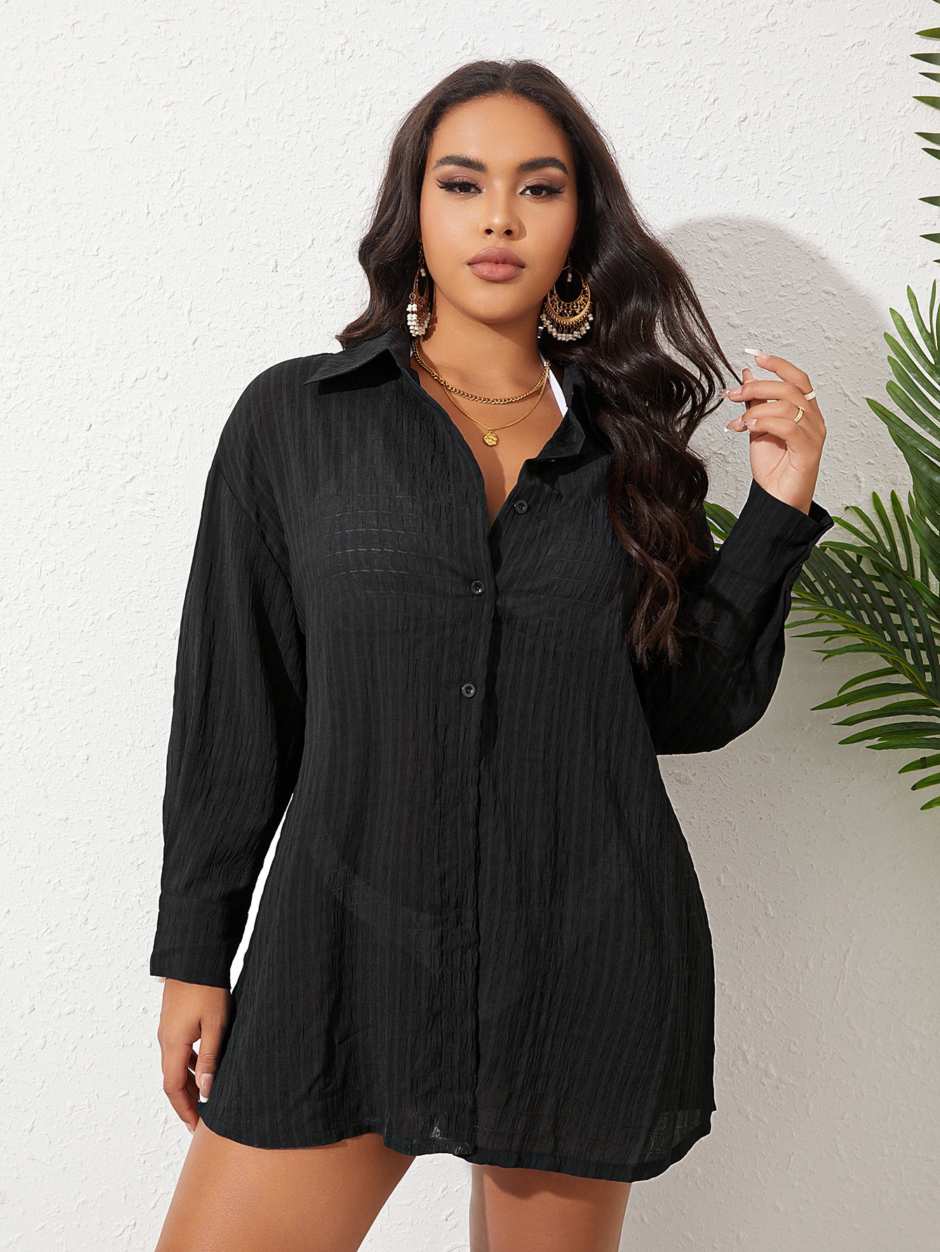 In Long Sleeve Plus Size Kimonos