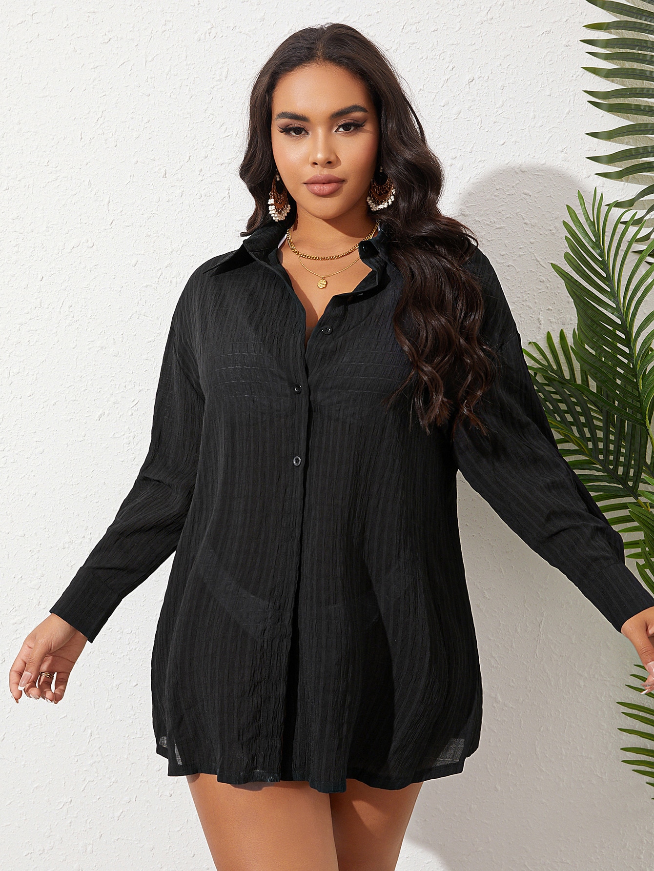 In Long Sleeve Plus Size Kimonos