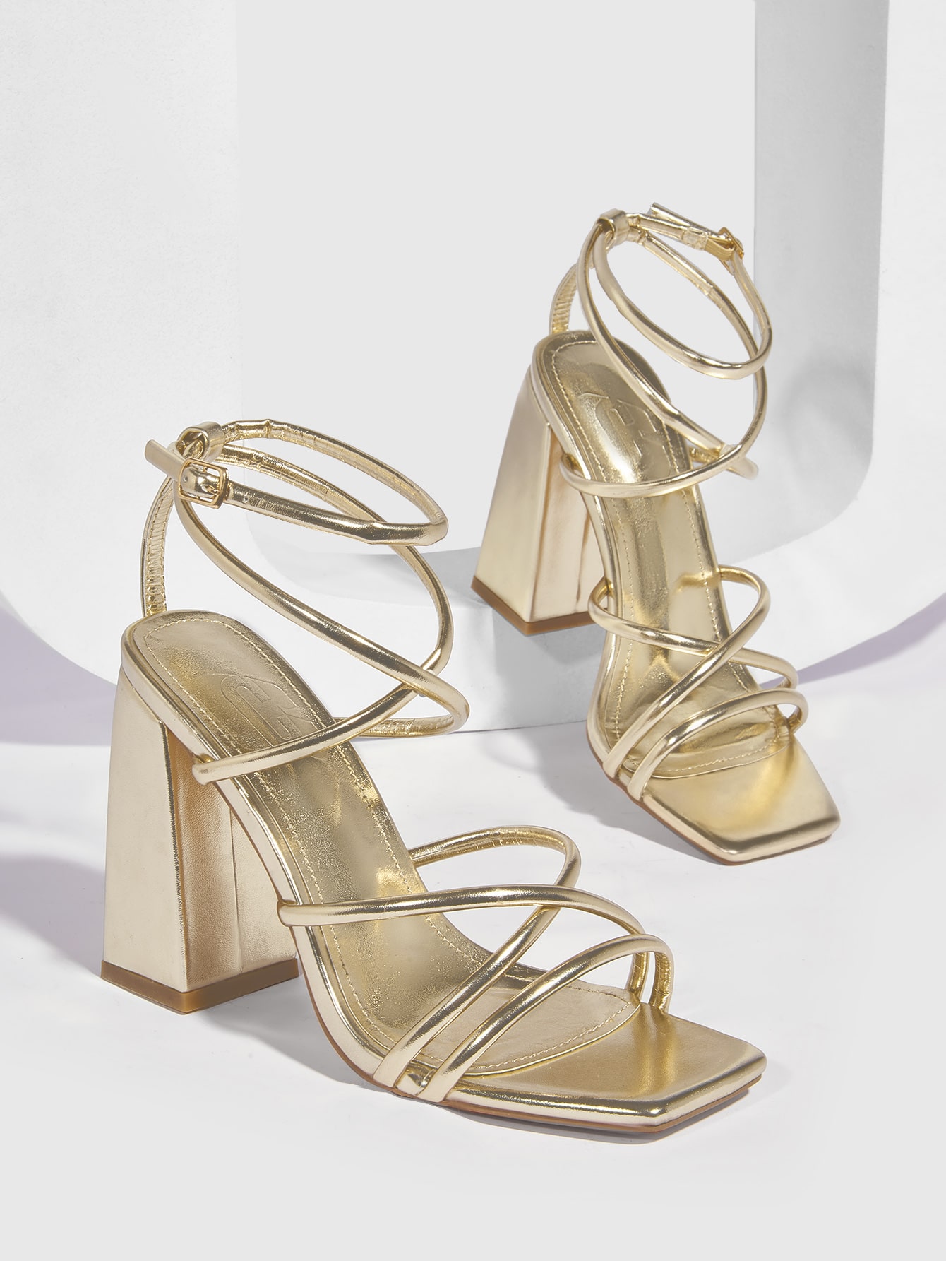 In Gold Women Heeled Sandals