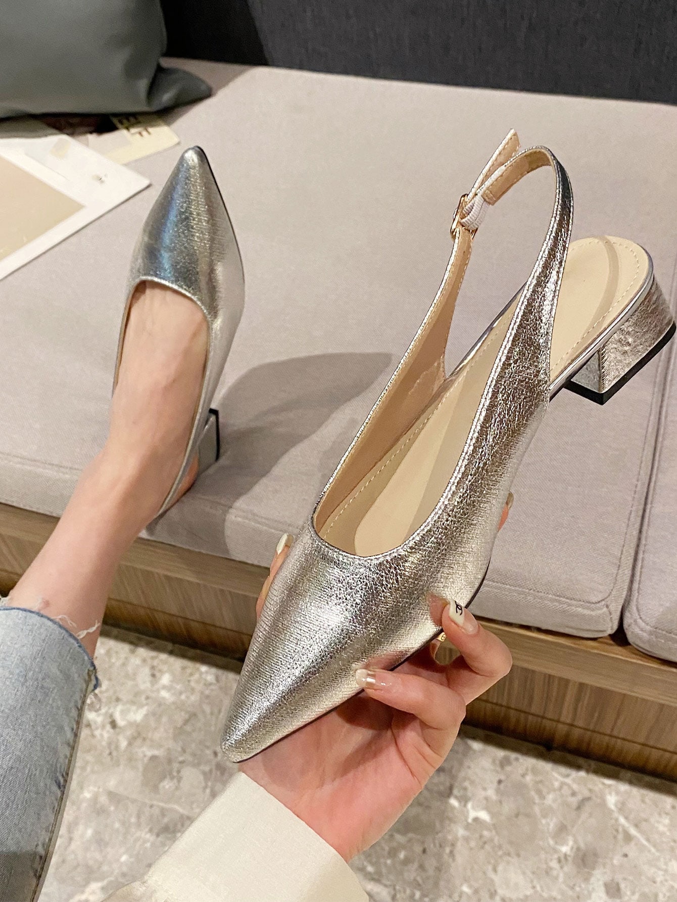 In Silver Women Flats