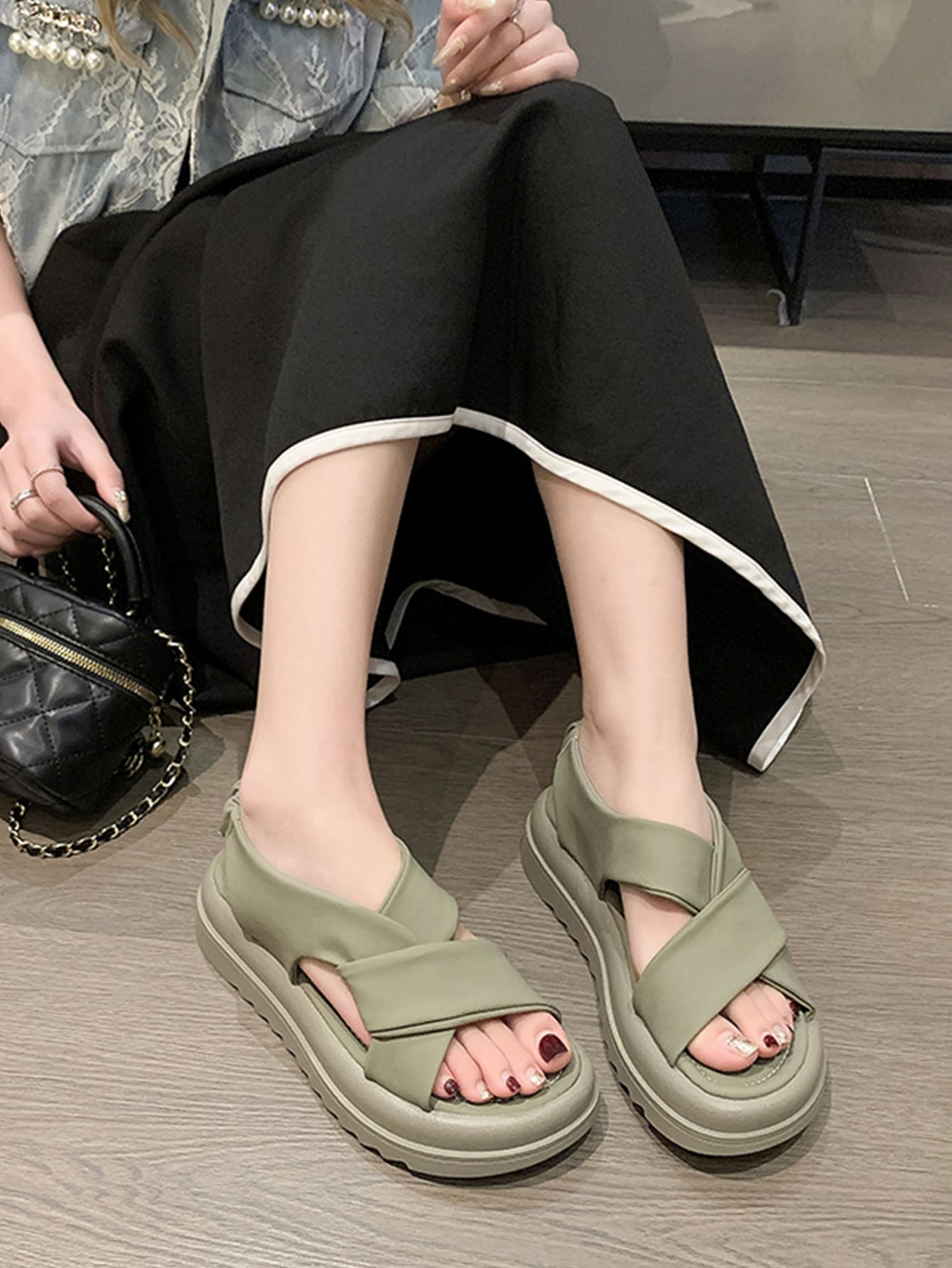 In Olive Green Women Shoes