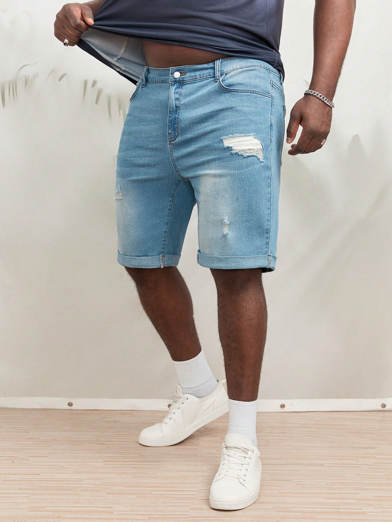 Men Plus Size Denim Shorts