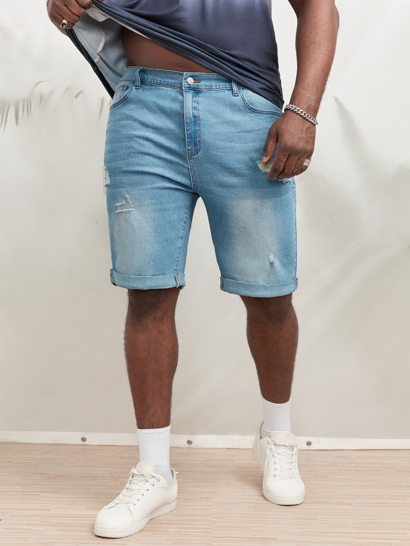 Men Plus Size Denim Shorts