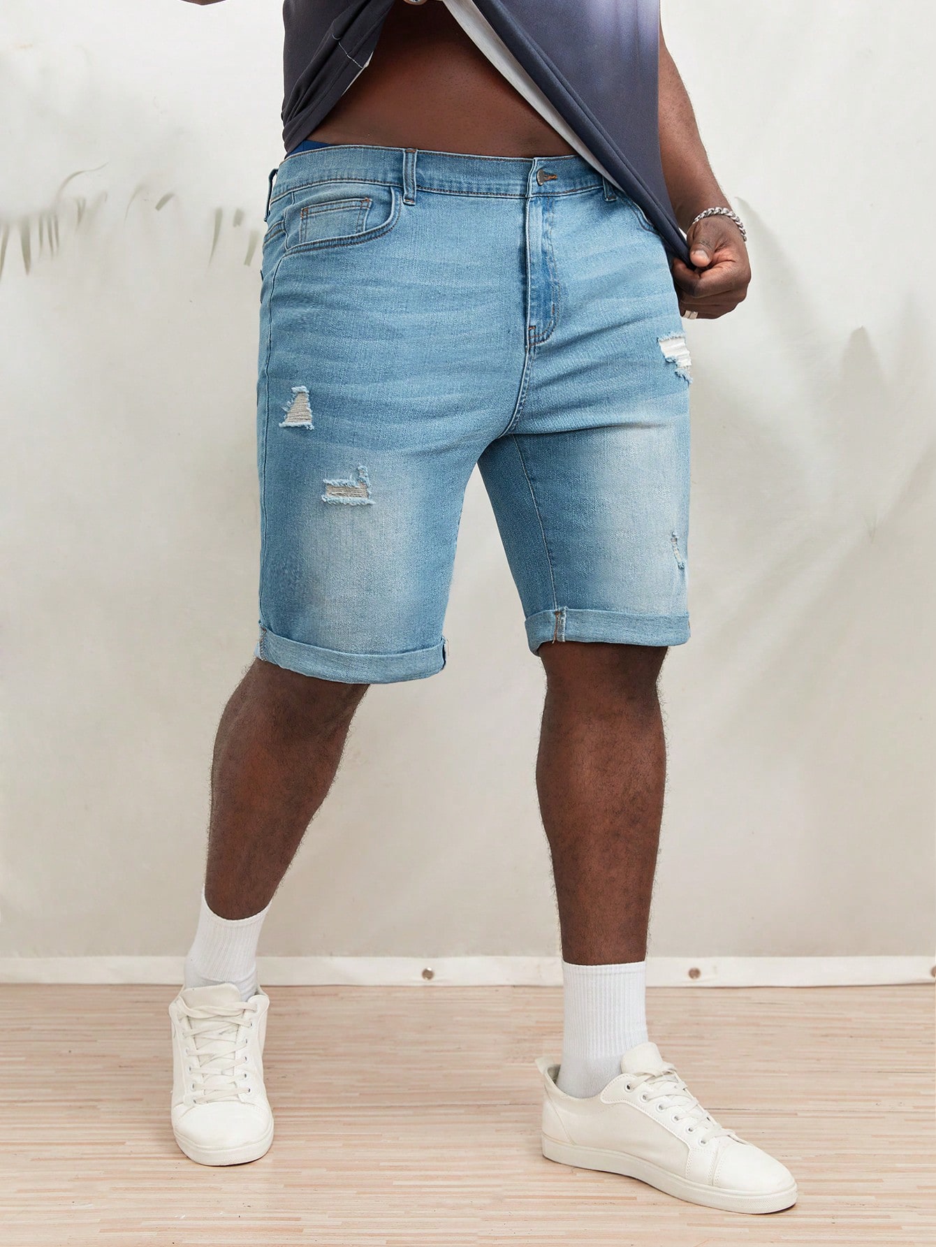 Men Plus Size Denim Shorts