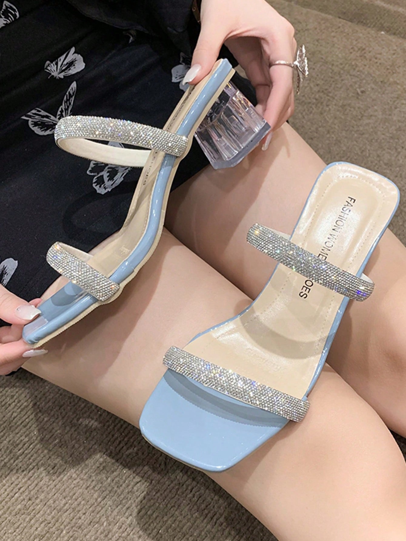 In Baby Blue Women Heeled Sandals