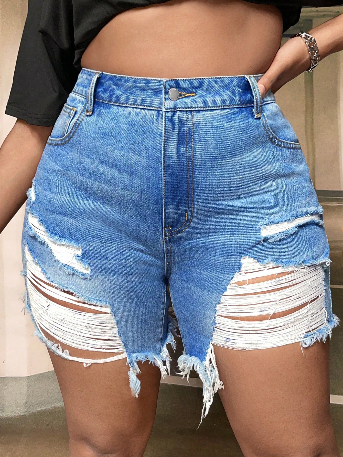 Plus Size Denim Shorts