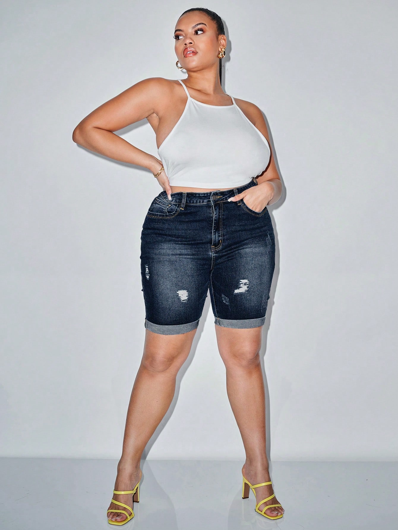 Plus Size Denim Shorts