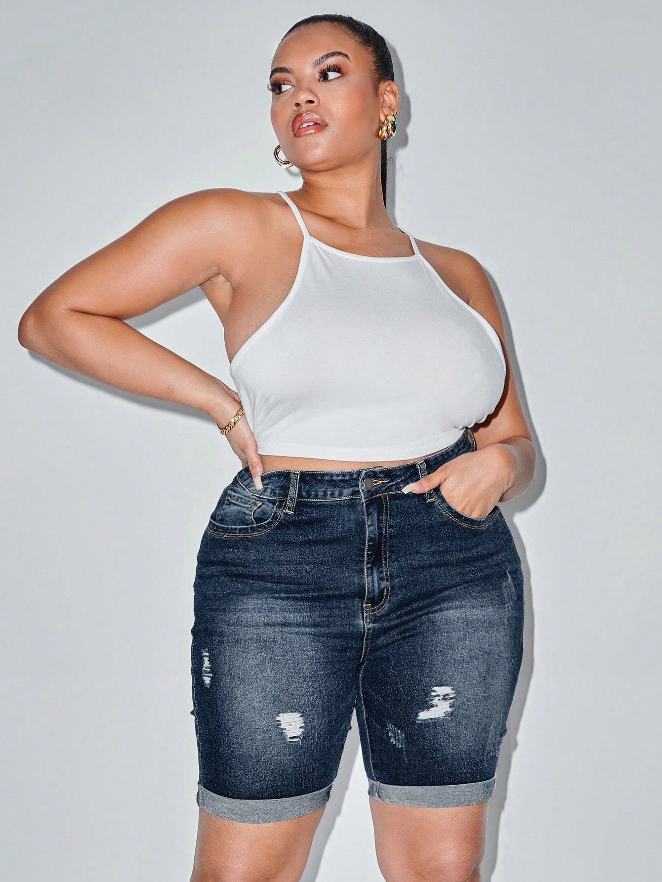 Plus Size Denim Shorts