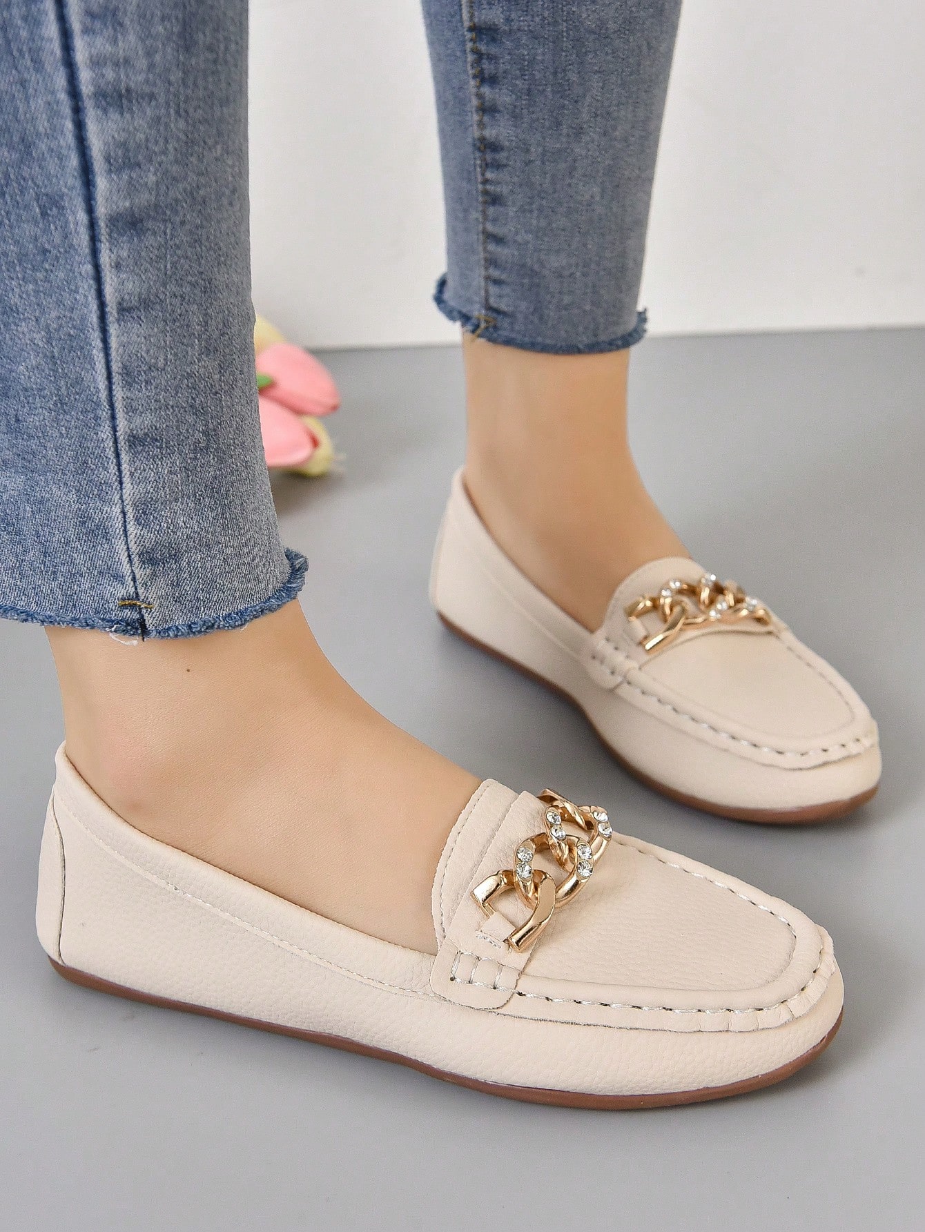 In Beige Women Flats