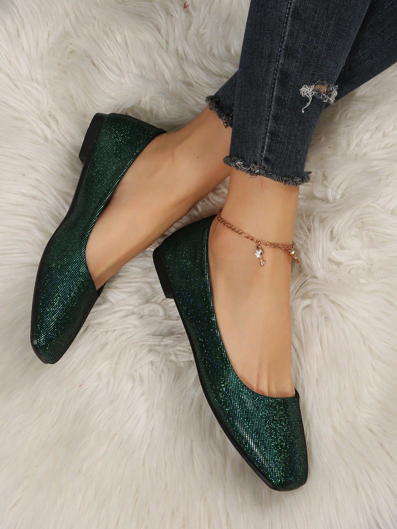 In Dark Green Women Shoes