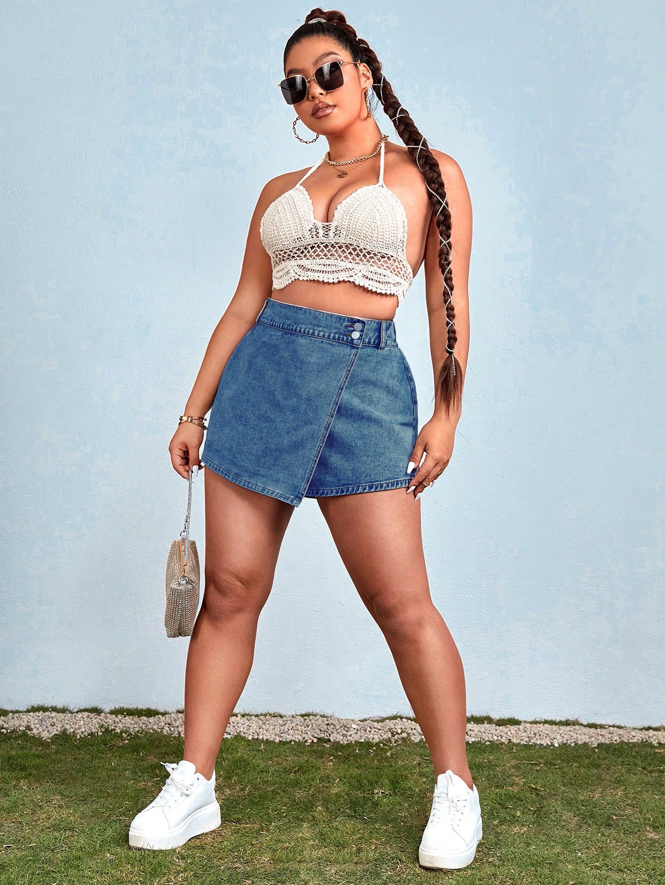 Plus Size Denim Shorts