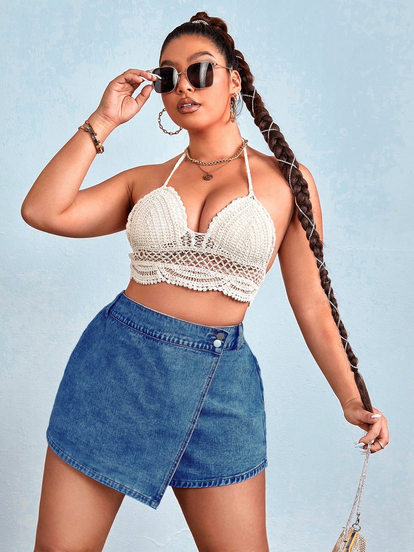 Plus Size Denim Shorts