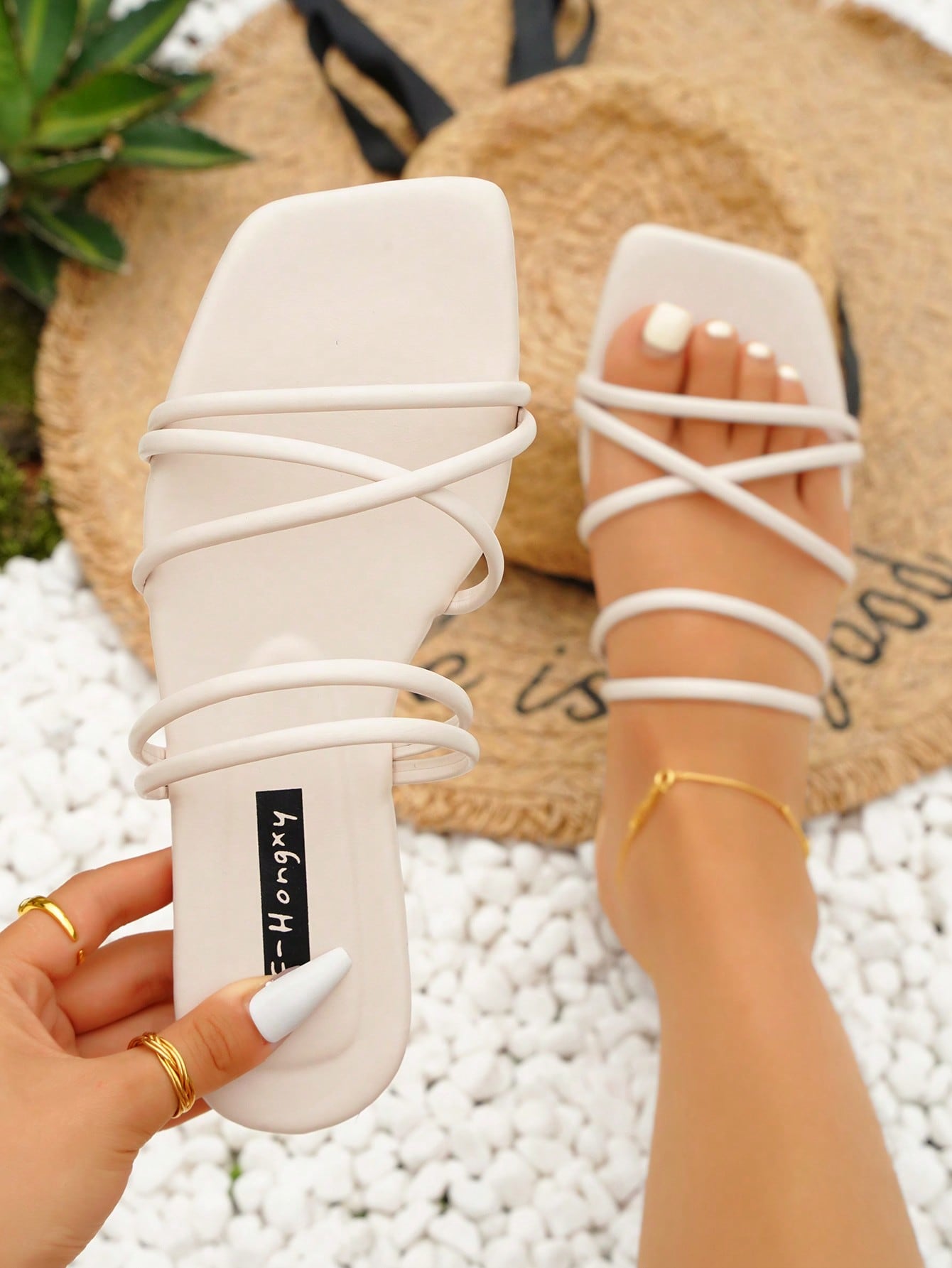 In Beige Women Flat Sandals