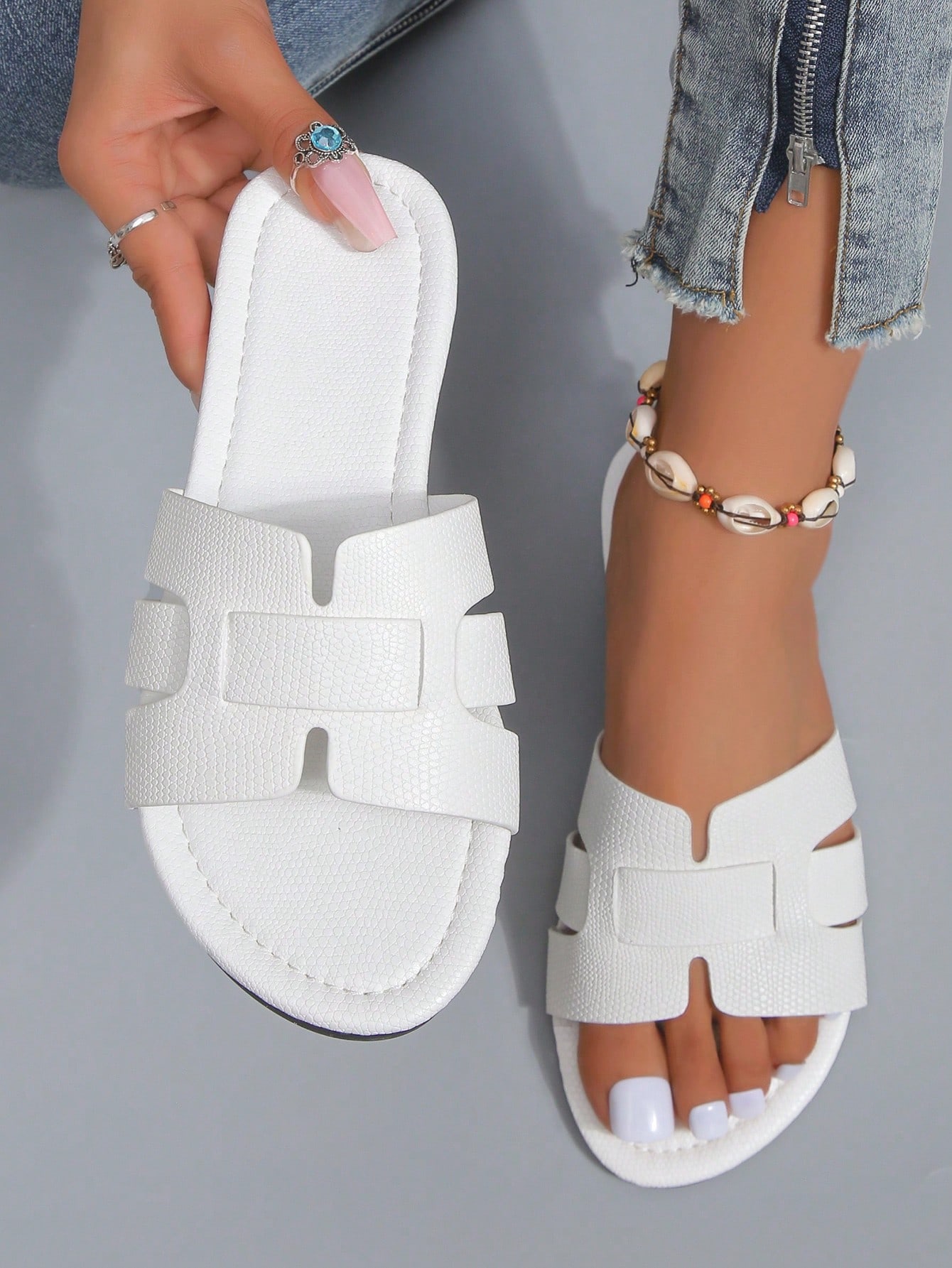 In White Women Flat Sandals