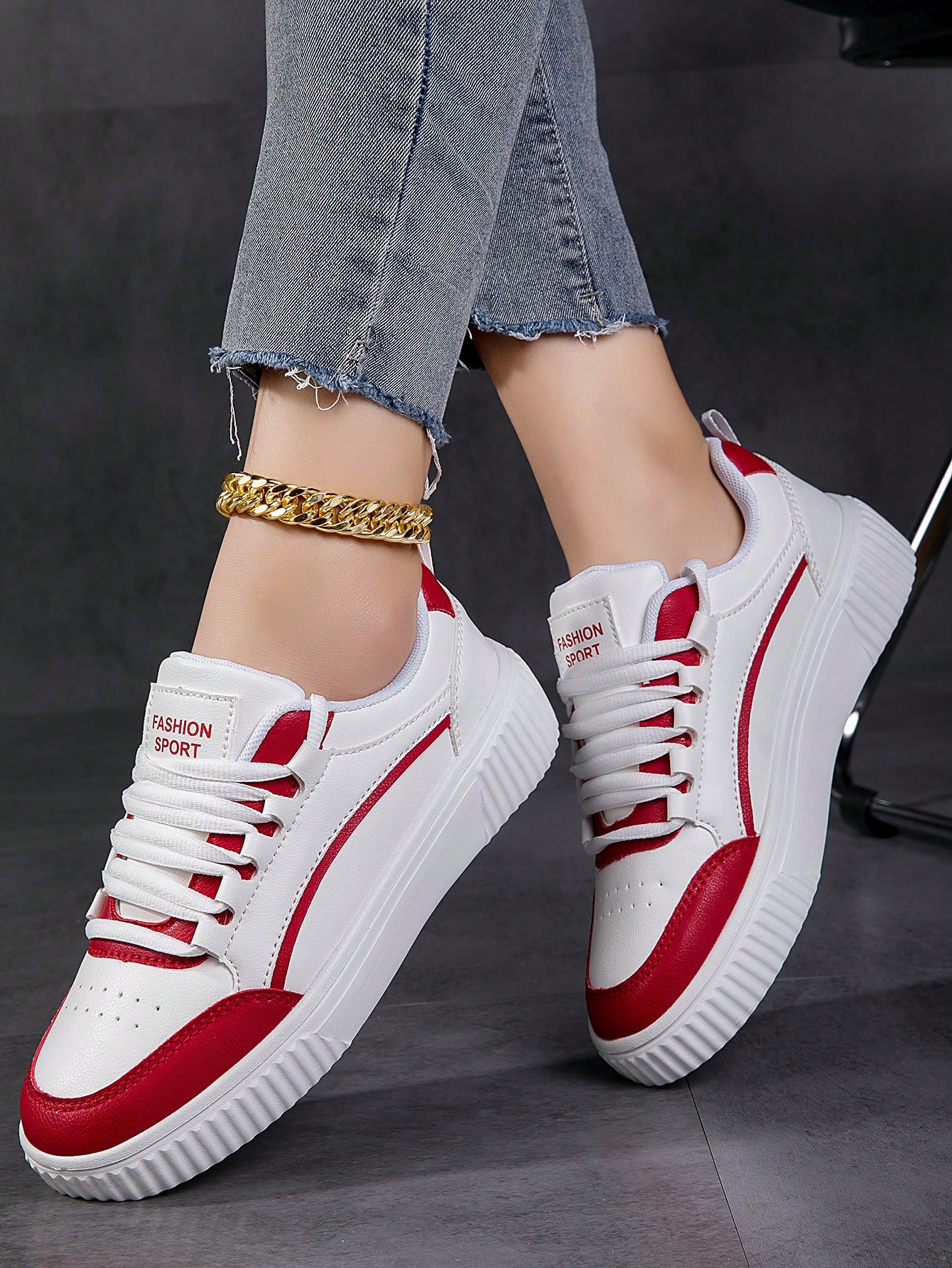 In Red and White Women Shoes