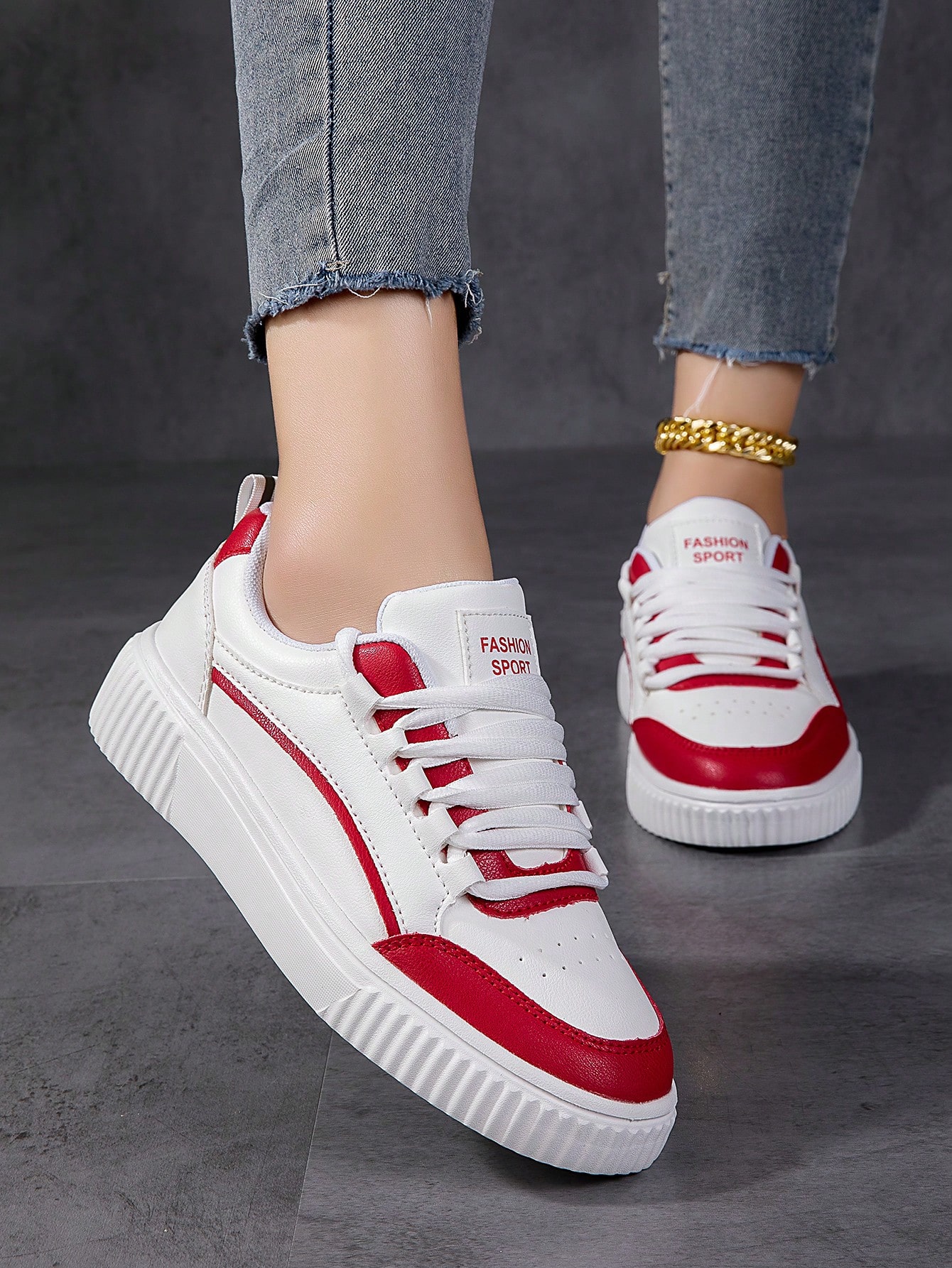 In Red and White Women Shoes